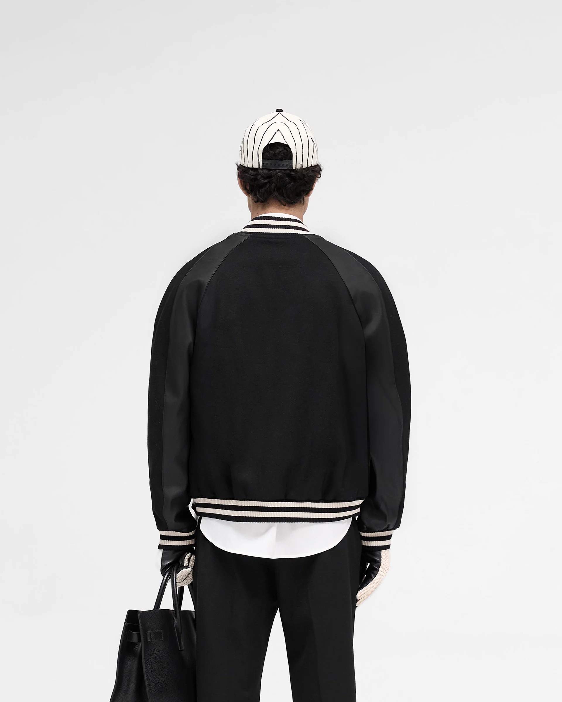 Raglan Varsity Jacket - Black - Image 4