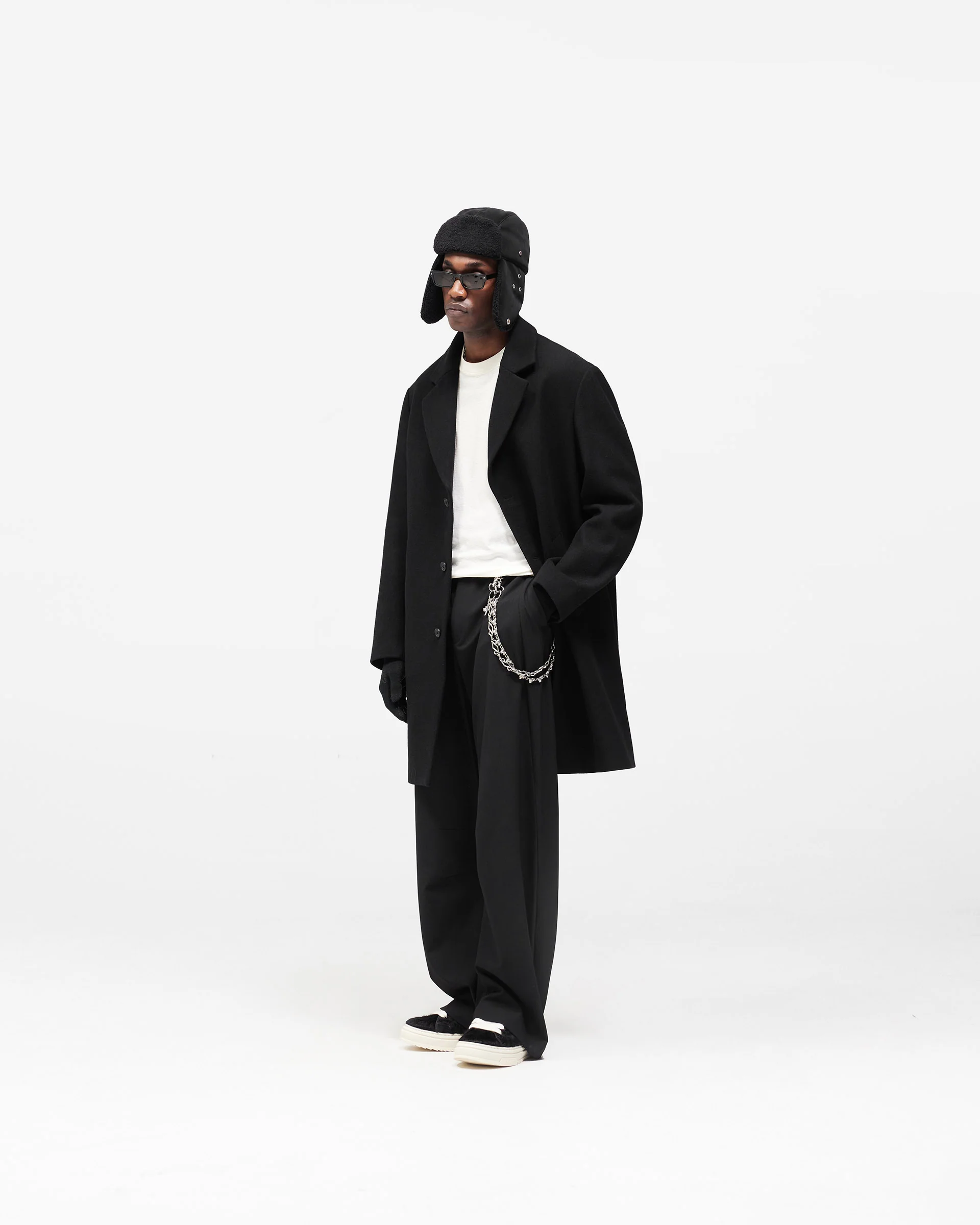 Relaxed Overcoat - Jet Black - Image 11