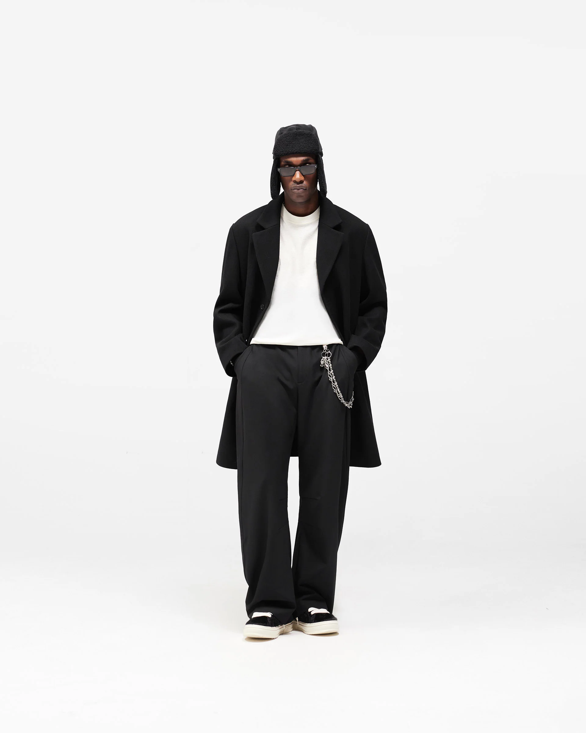 Relaxed Overcoat - Jet Black - Image 12