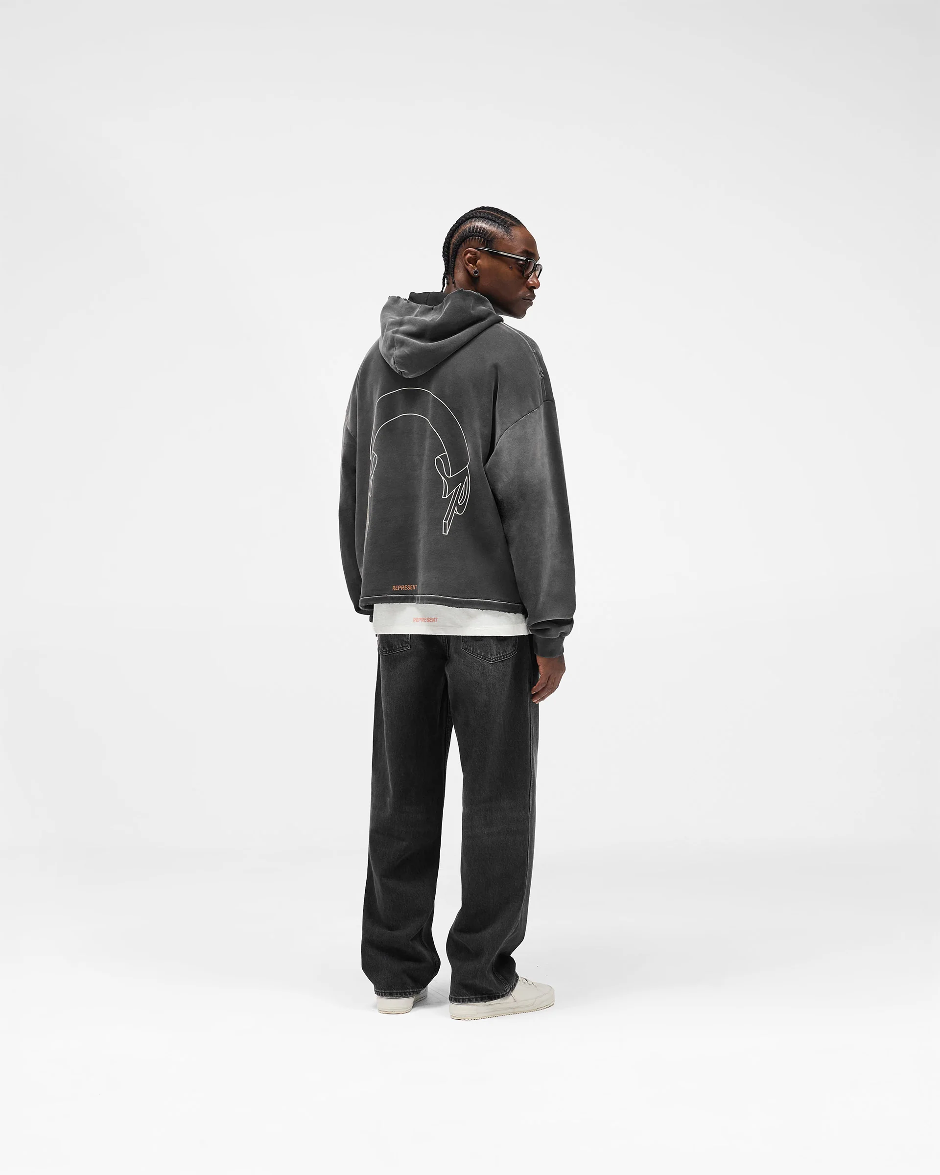 Represent Banner Hoodie - Stained Black - Image 10