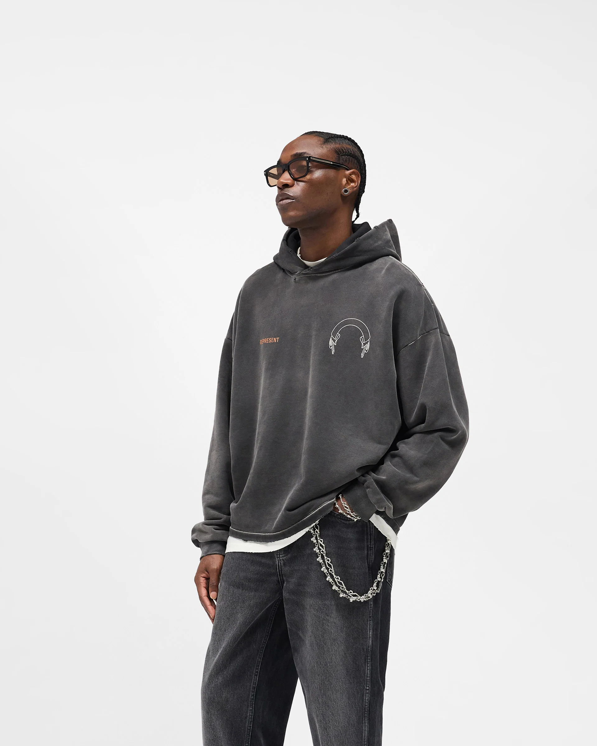 Represent Banner Hoodie - Stained Black - Image 5