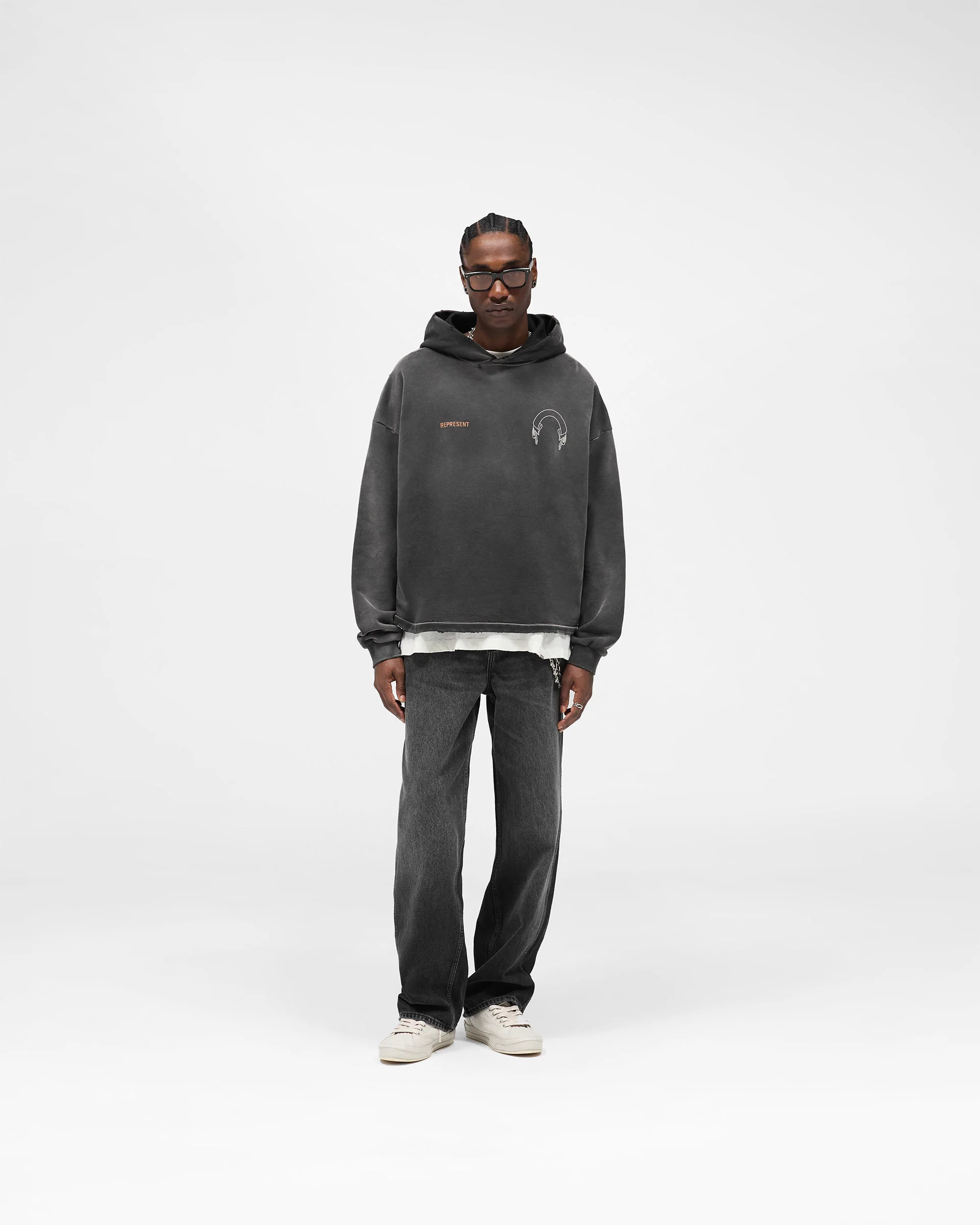 Represent Banner Hoodie - Stained Black - Image 7