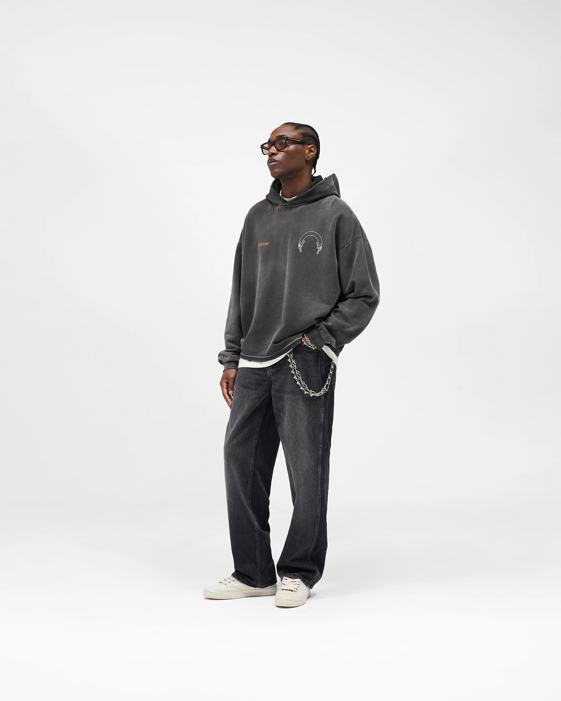 Represent Banner Hoodie - Stained Black - Image 9