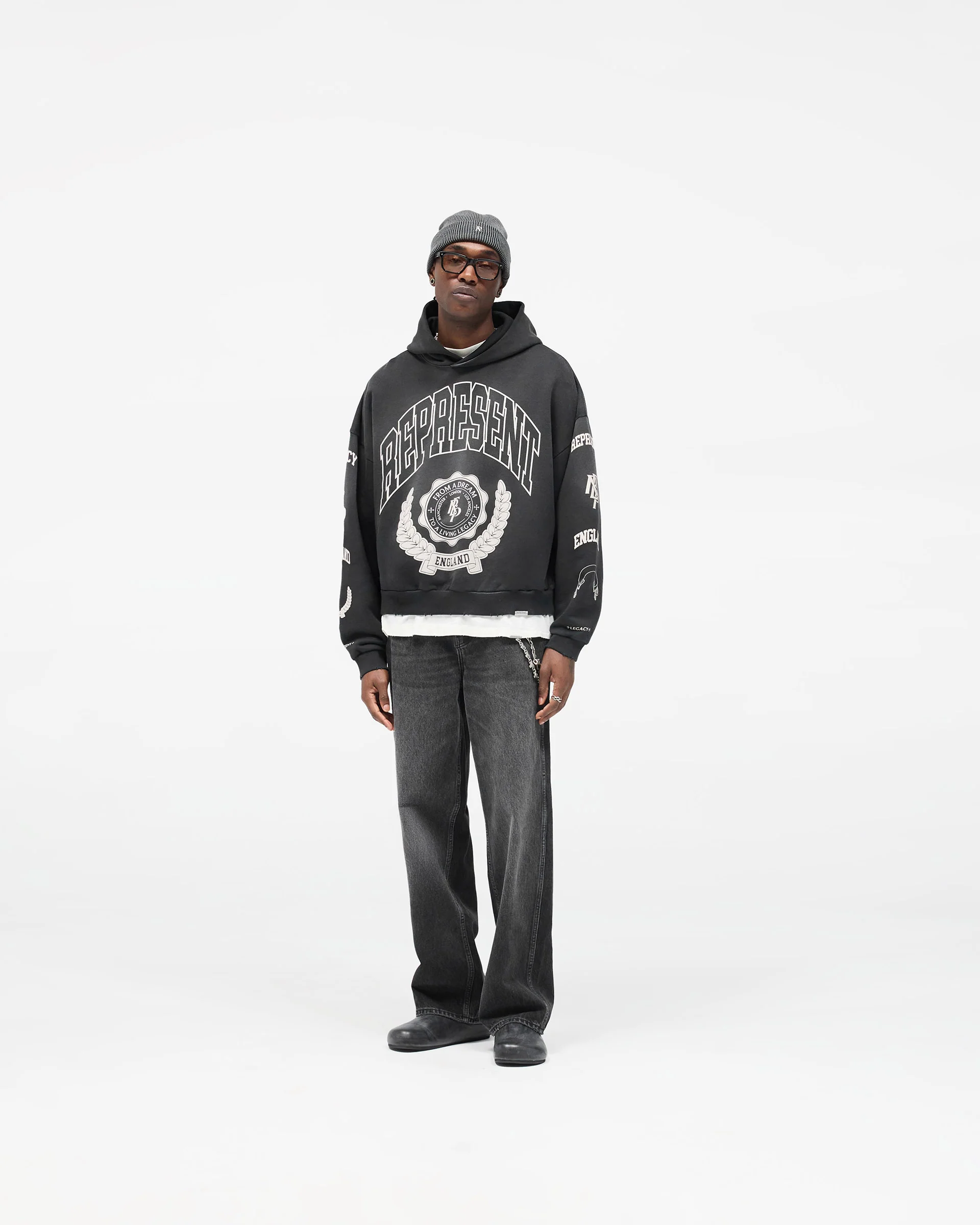 Represent Legacy Crest Hoodie - Stained Black - Image 6