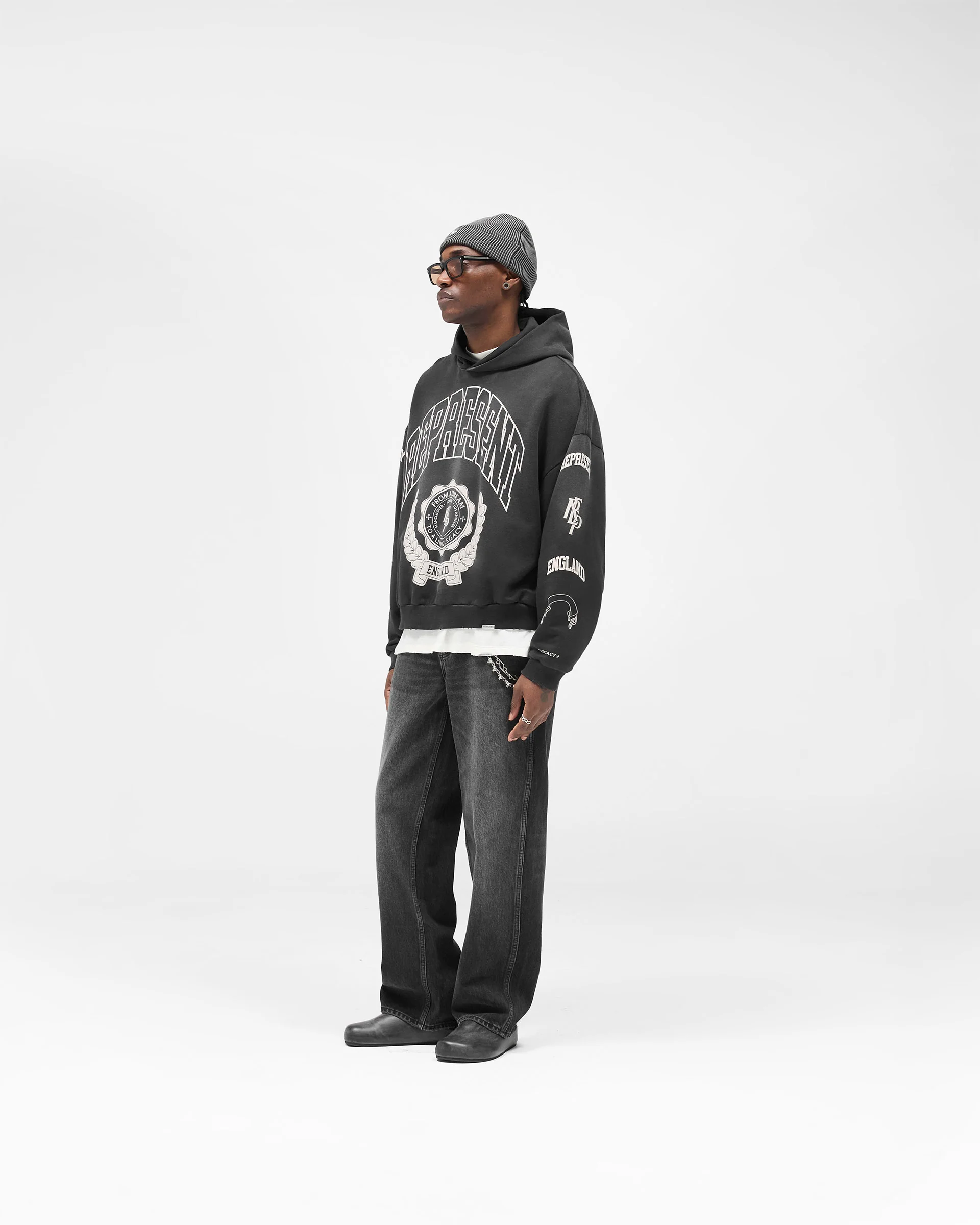 Represent Legacy Crest Hoodie - Stained Black - Image 8
