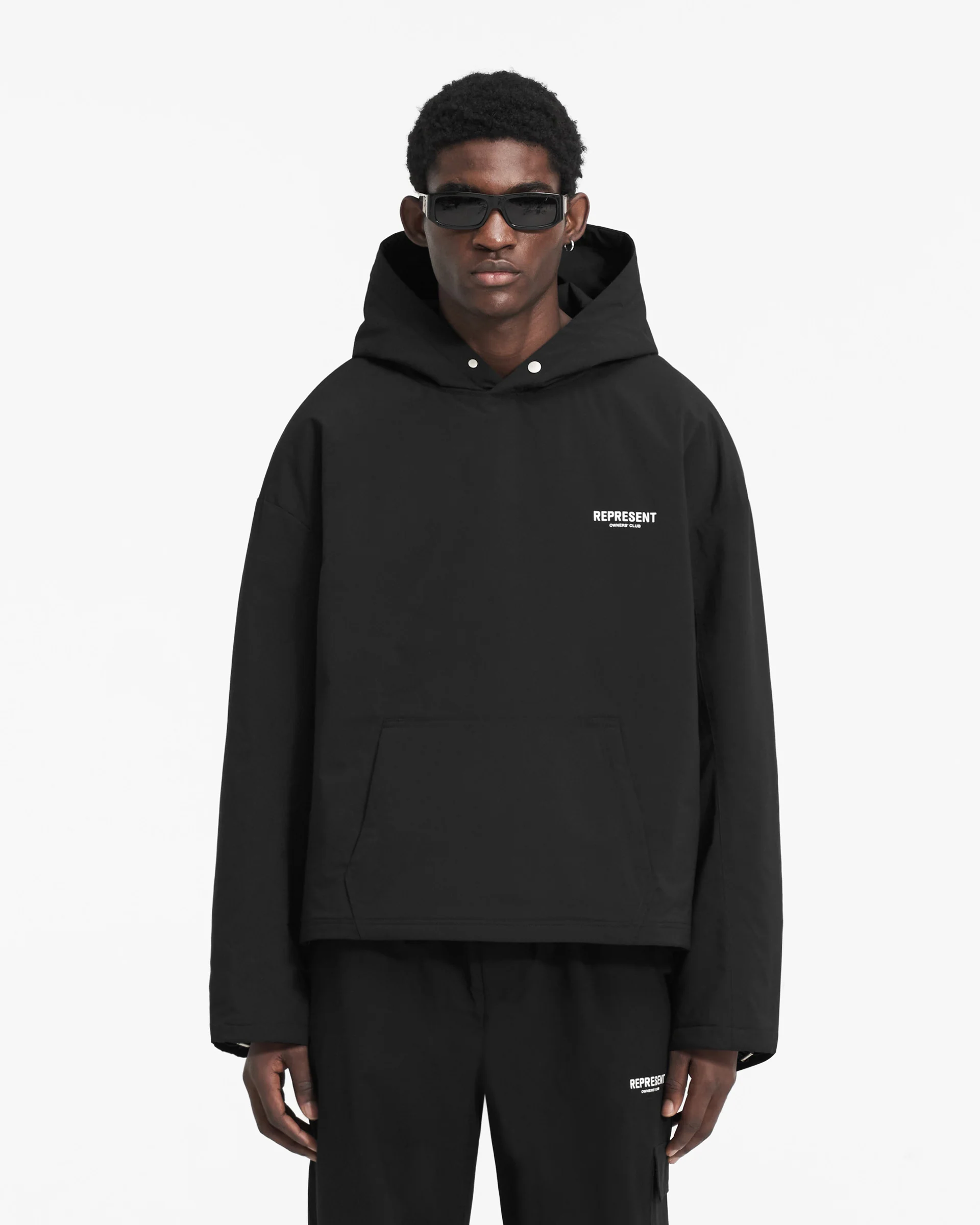 Represent Owners Club Hooded Pullover Jacket - Black - Image 3