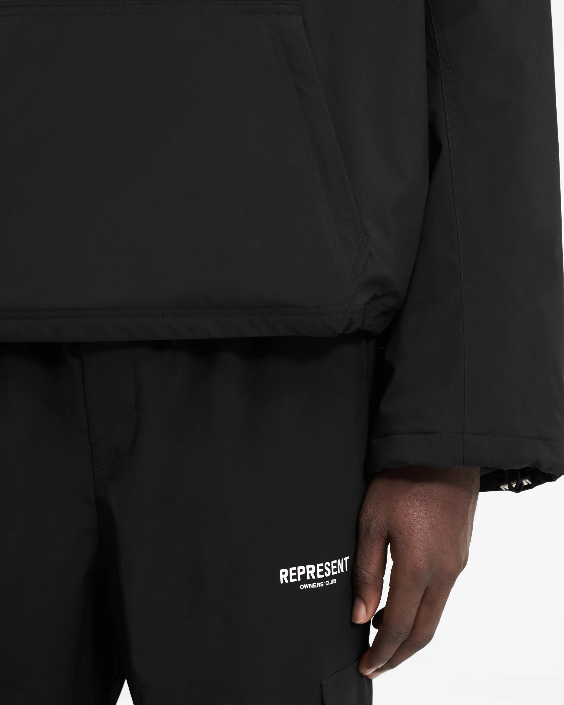 Represent Owners Club Hooded Pullover Jacket - Black - Image 6