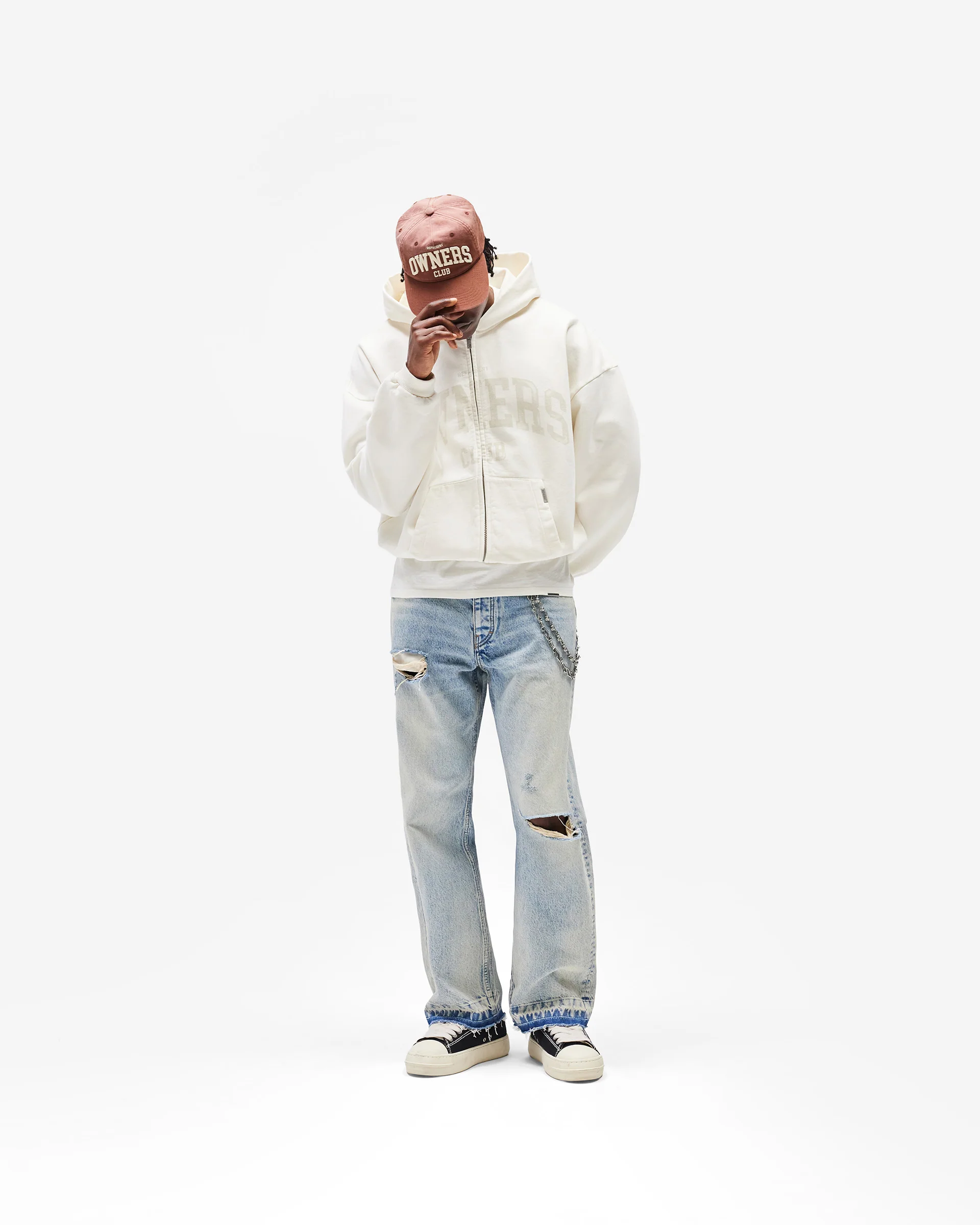 Represent Owners Club Zip Through Hoodie - Chalk - Image 8