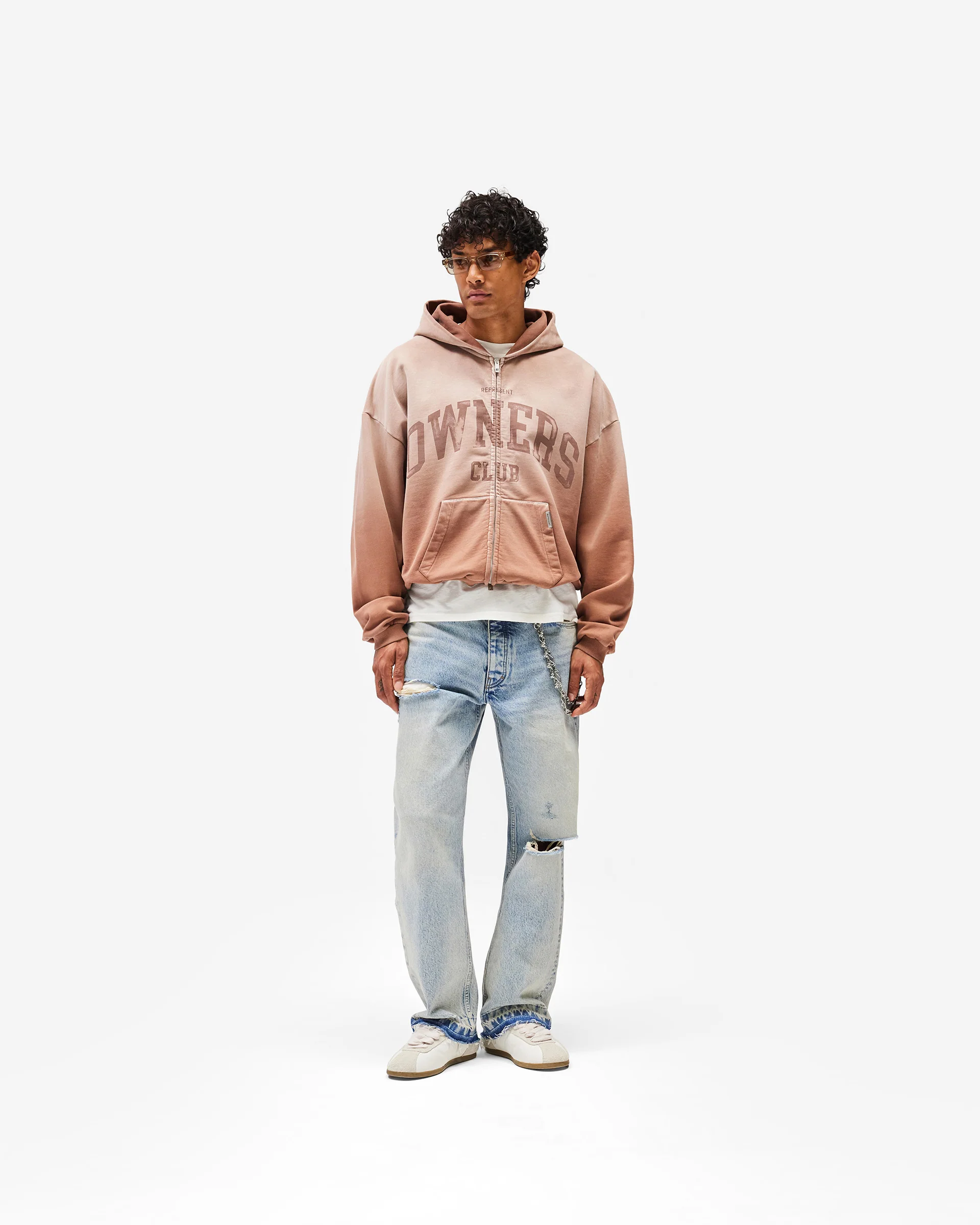 Represent Owners Club Zip Through Hoodie - Sienna - Image 6