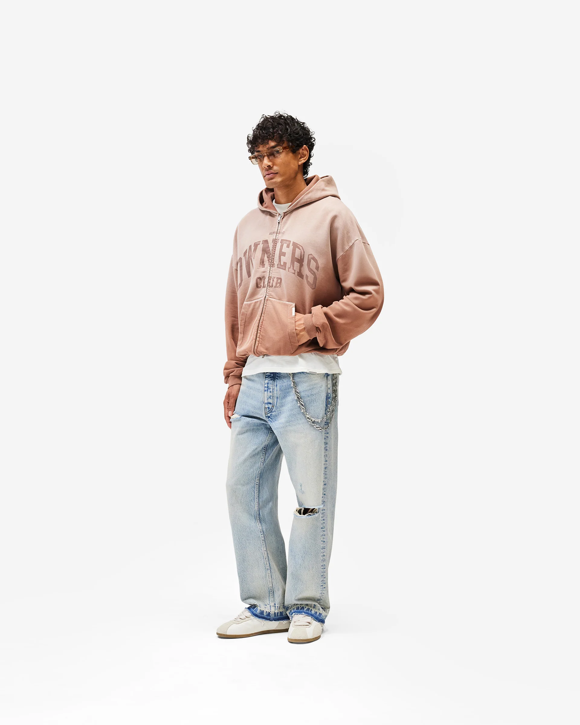 Represent Owners Club Zip Through Hoodie - Sienna - Image 7