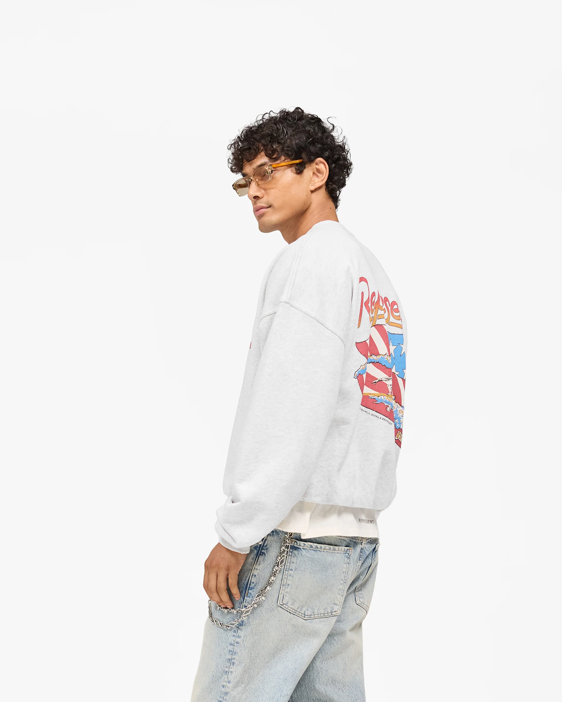 Represent x Beach Boys Americas Band Sweater - Ice Grey Marl - Image 5