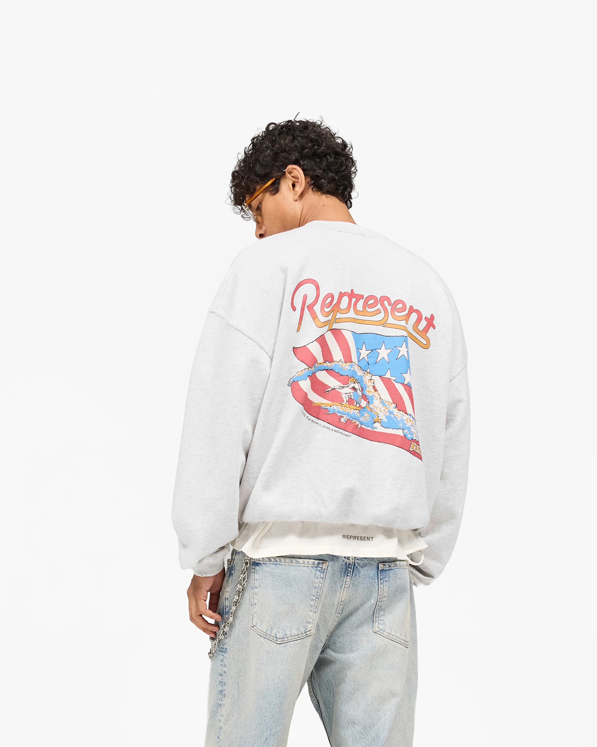 Represent x Beach Boys Americas Band Sweater - Ice Grey Marl - Image 6