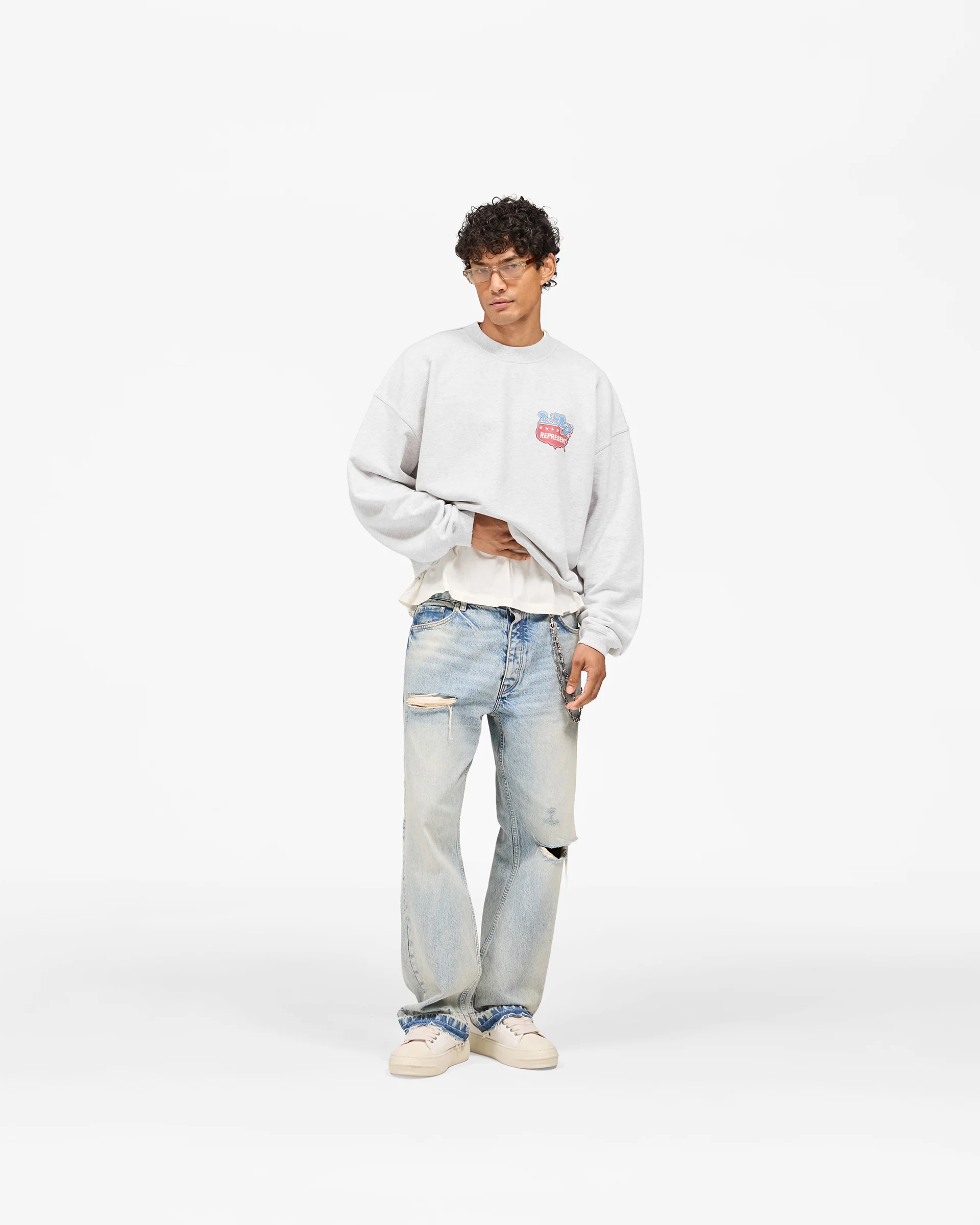 Represent x Beach Boys Americas Band Sweater - Ice Grey Marl - Image 7