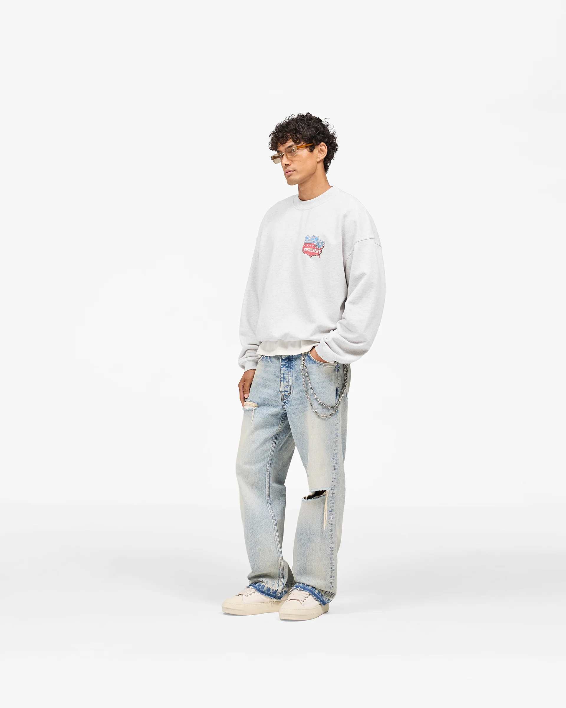 Represent x Beach Boys Americas Band Sweater - Ice Grey Marl - Image 8