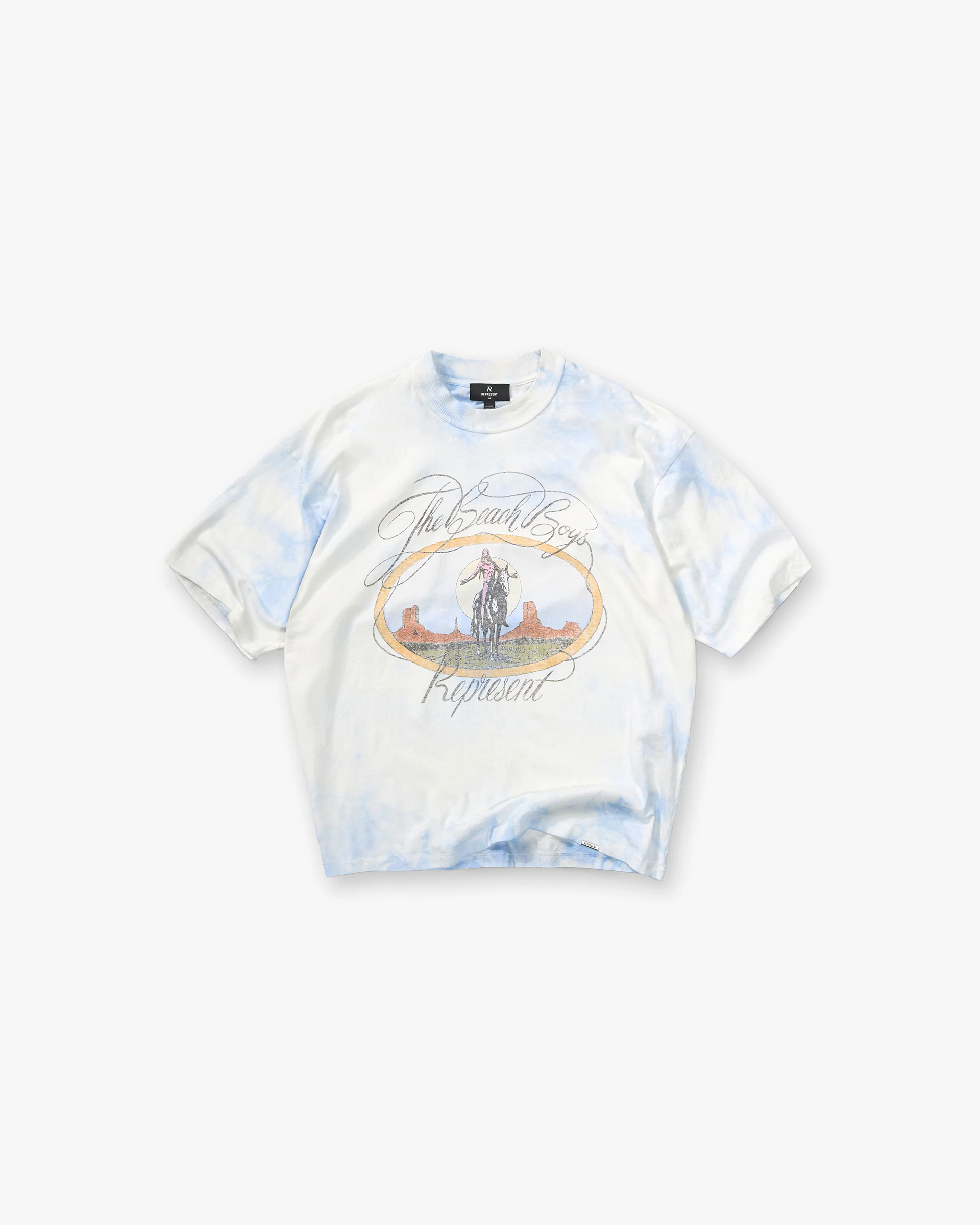 Represent x Beach Boys Script T-Shirt - Blue Tie Dye
