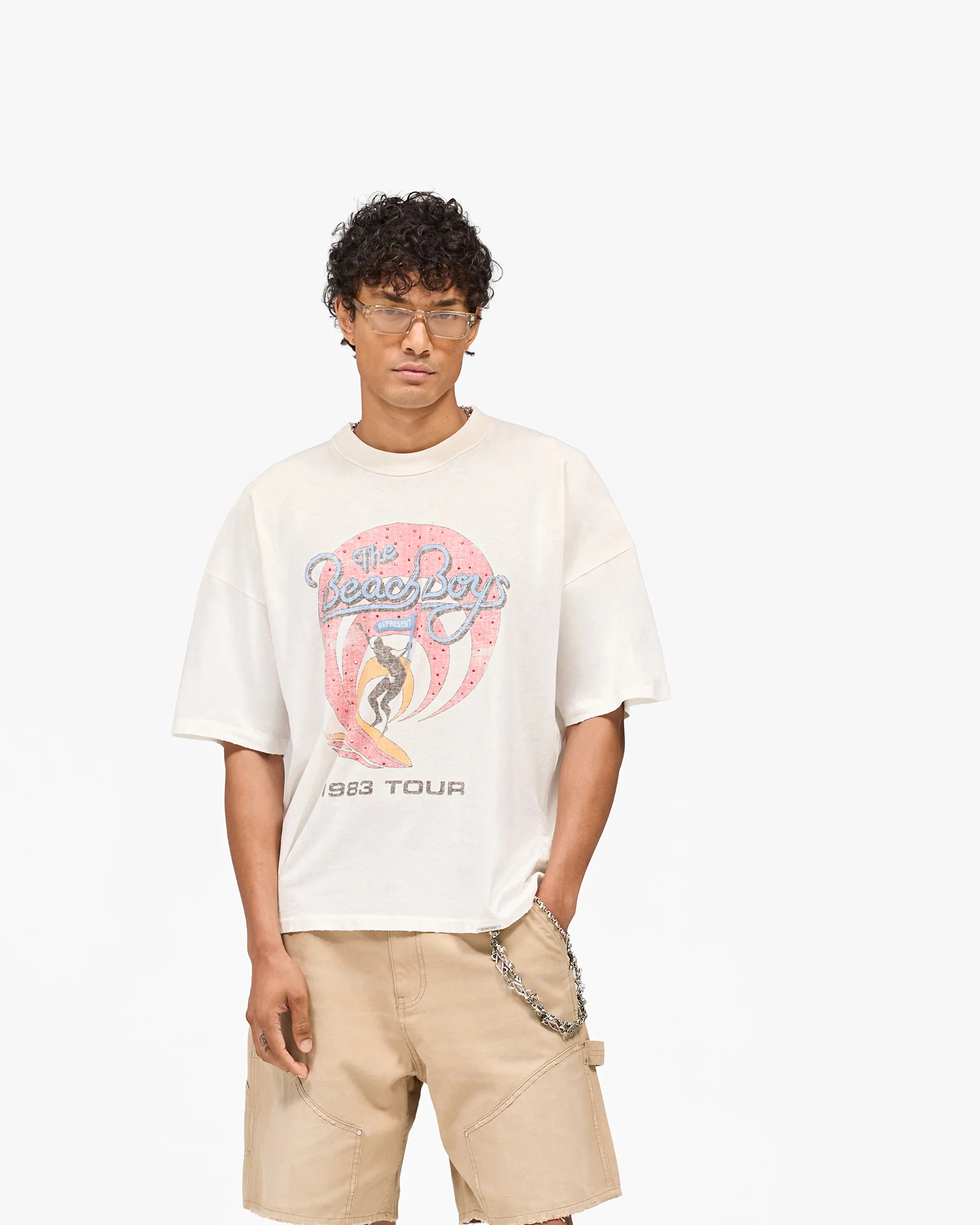 Represent x Beach Boys Tour T-Shirt - Washed Ecru - Image 3