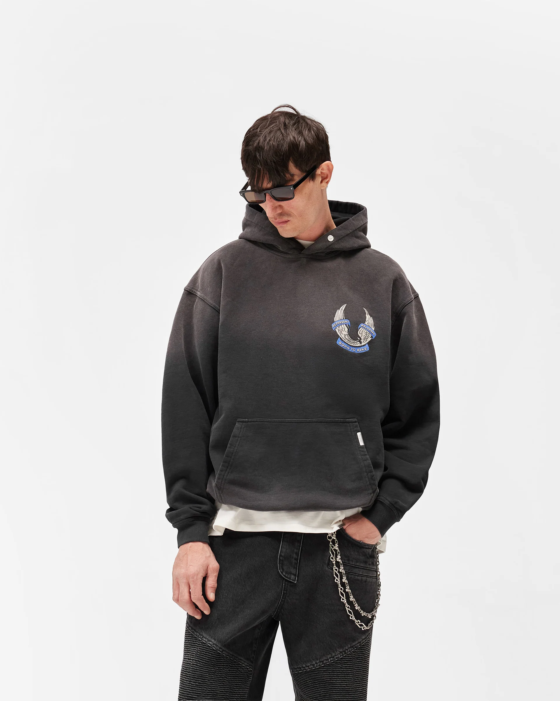 Represent X Belstaff Born To Bike Hoodie - Aged Black - Image 3