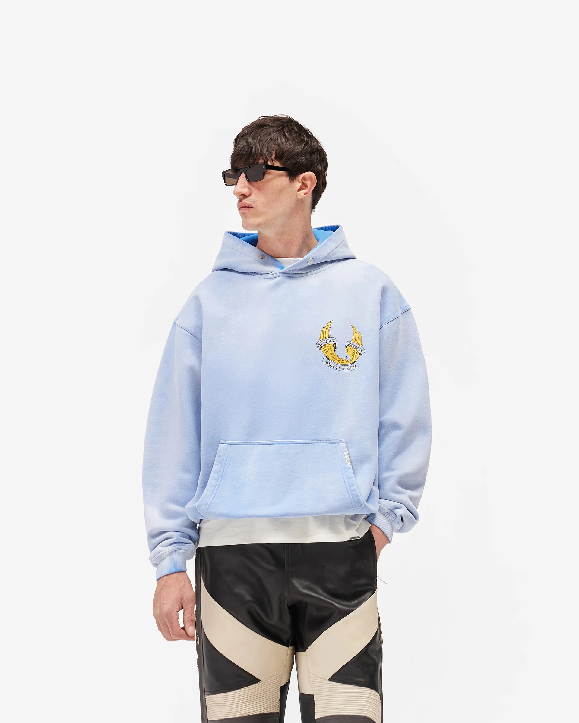 Represent X Belstaff Born To Bike Hoodie - Mid Blue - Image 3