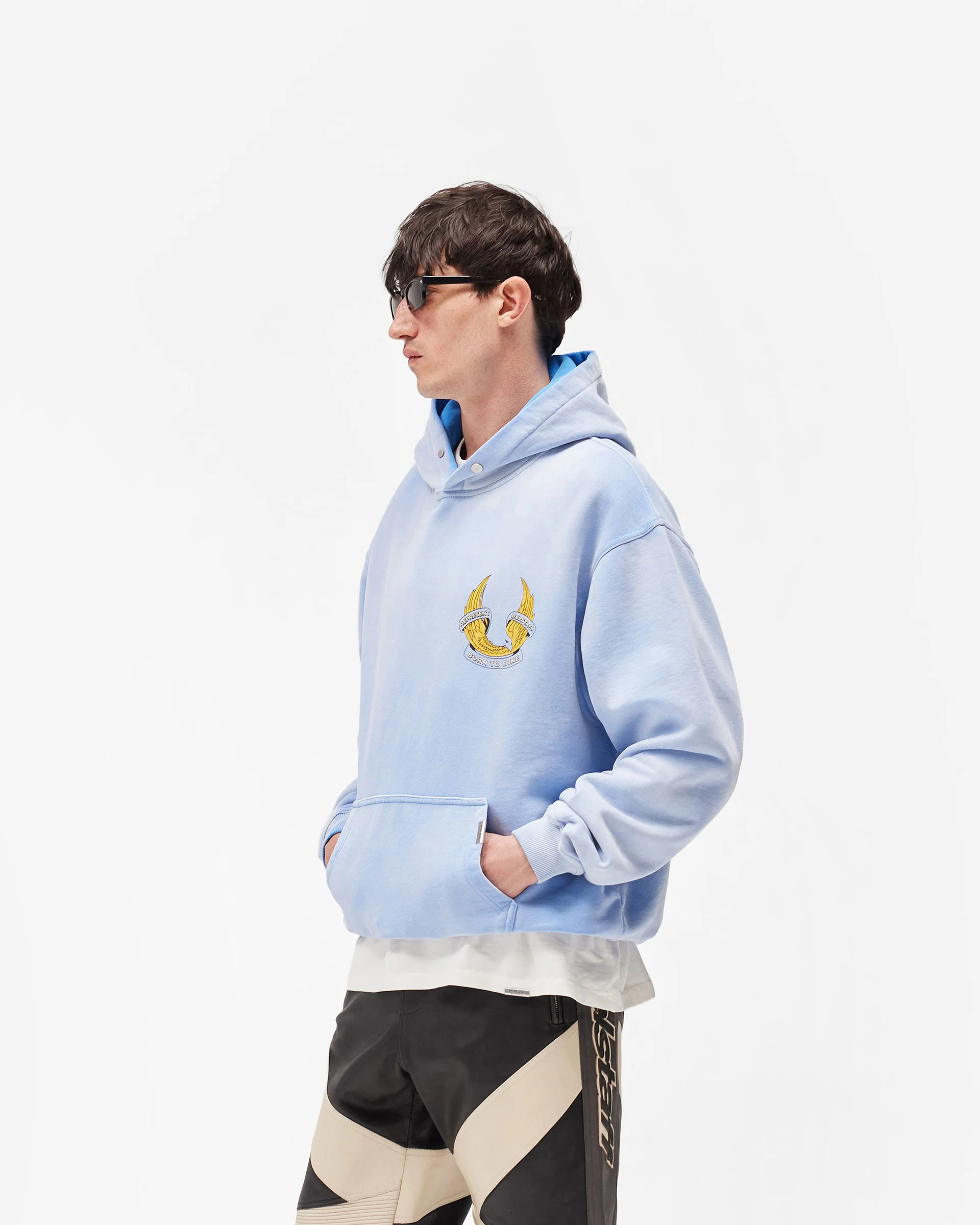 Represent X Belstaff Born To Bike Hoodie - Mid Blue - Image 4