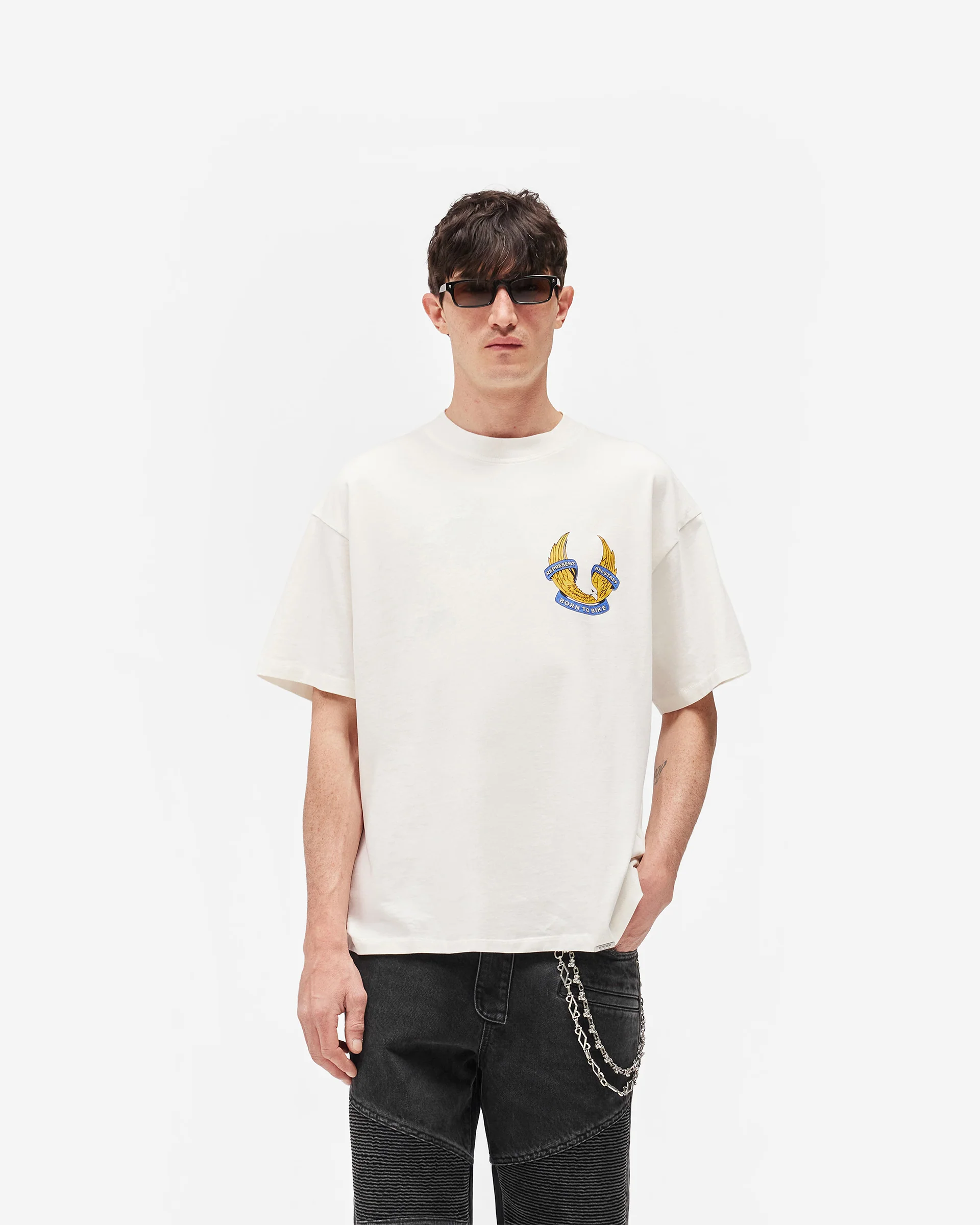 Represent X Belstaff Born To Bike T-Shirt - Flat White - Image 3