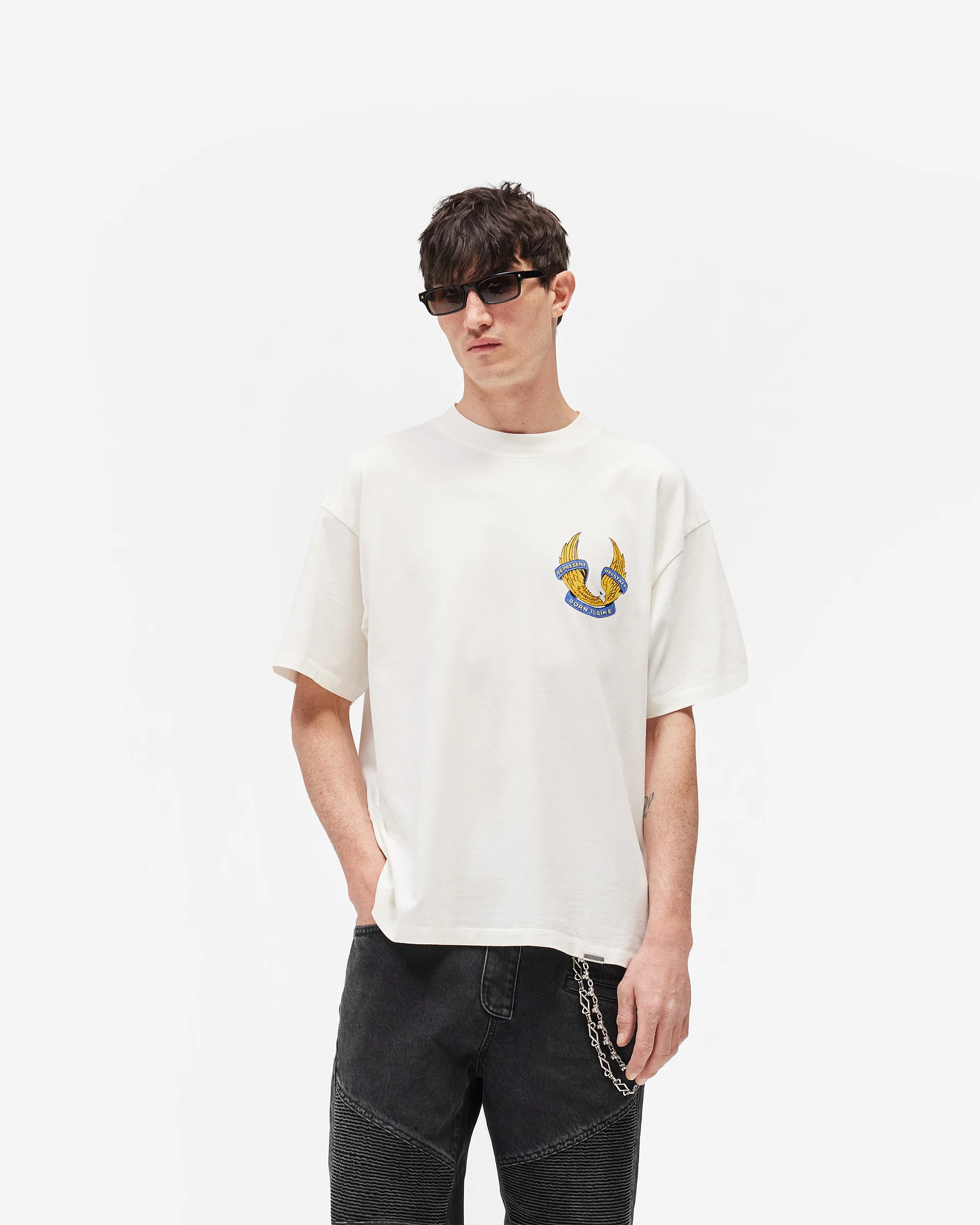 Represent X Belstaff Born To Bike T-Shirt - Flat White - Image 5
