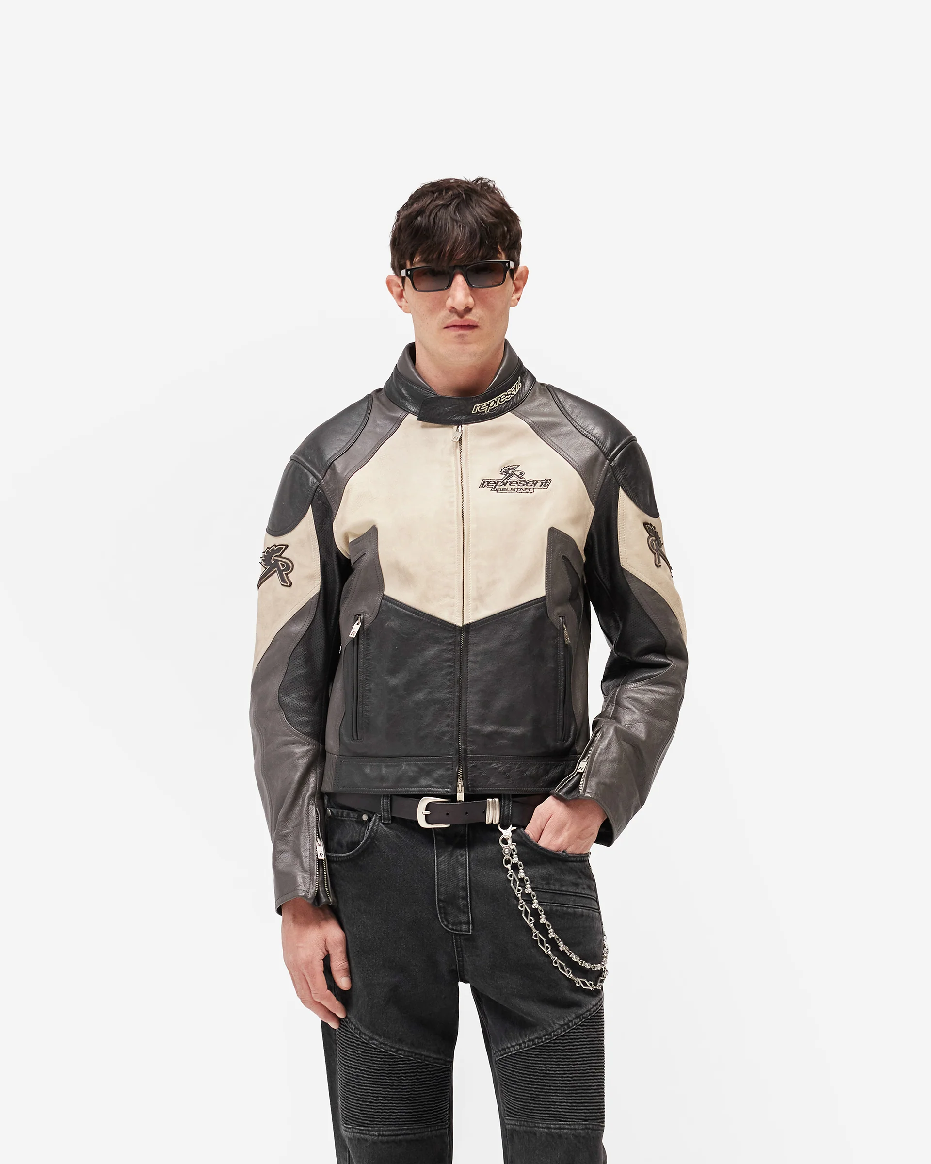 Represent X Belstaff Leather Race Jacket - Black - Image 3