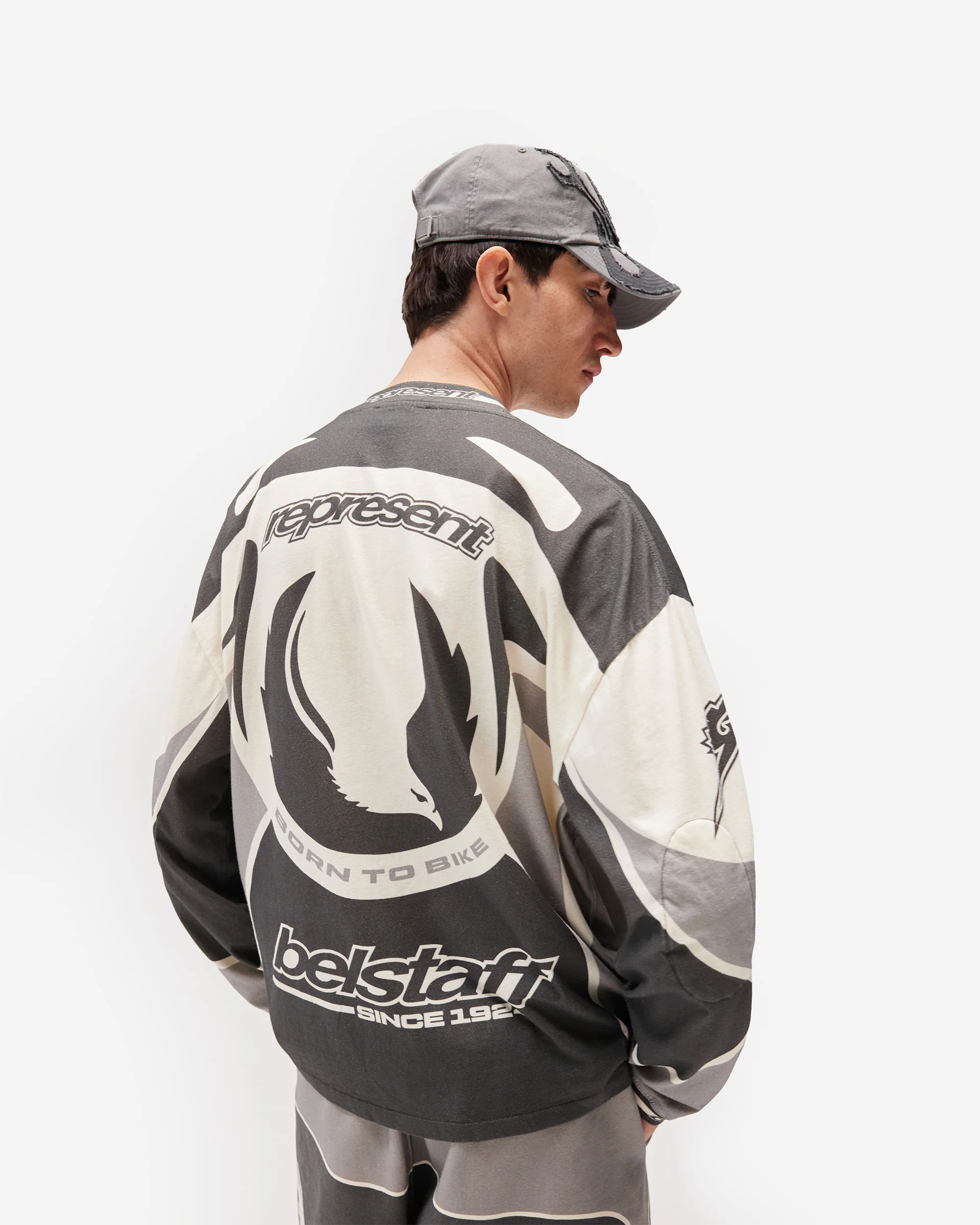 Represent X Belstaff Long Sleeve Racing T-Shirt - Dark Grey - Image 7