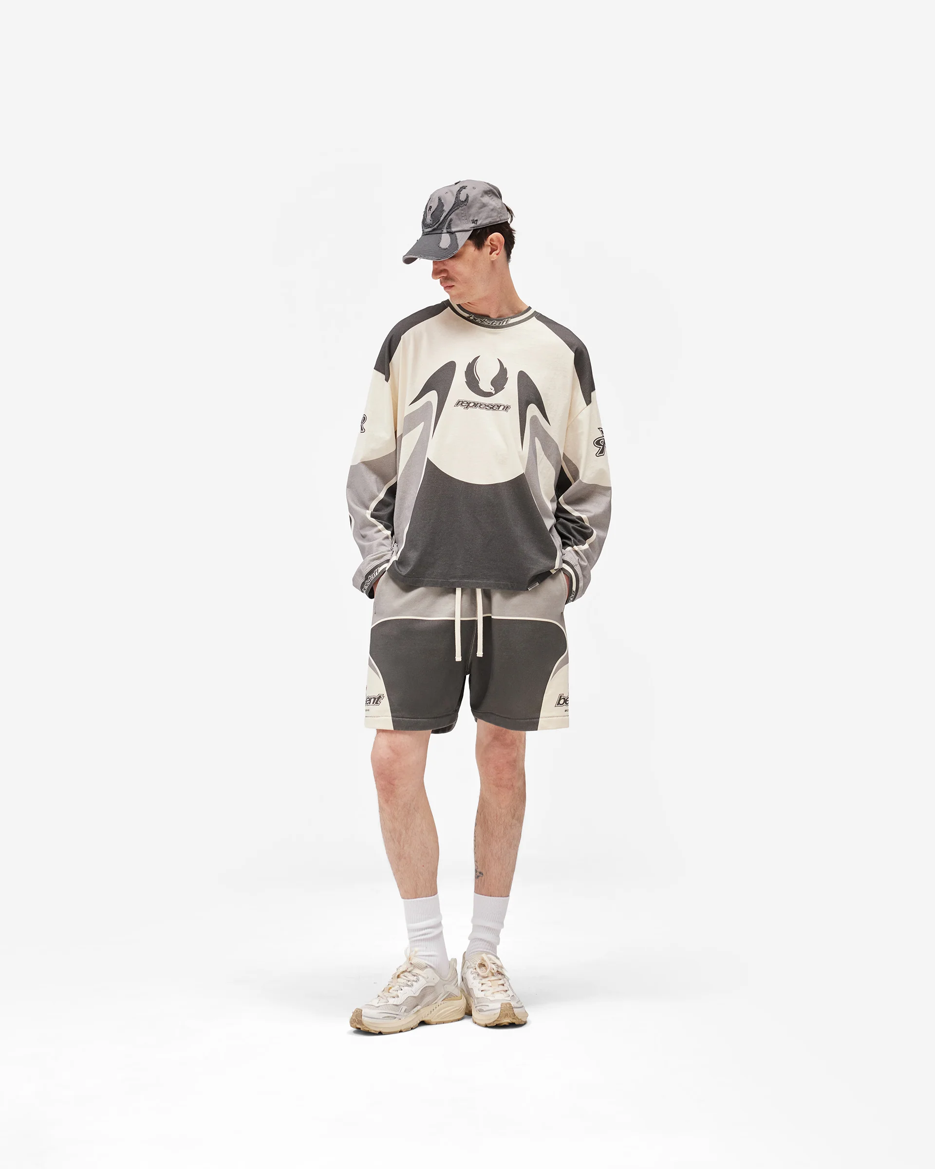 Represent X Belstaff Racing Shorts - Dark Grey - Image 7