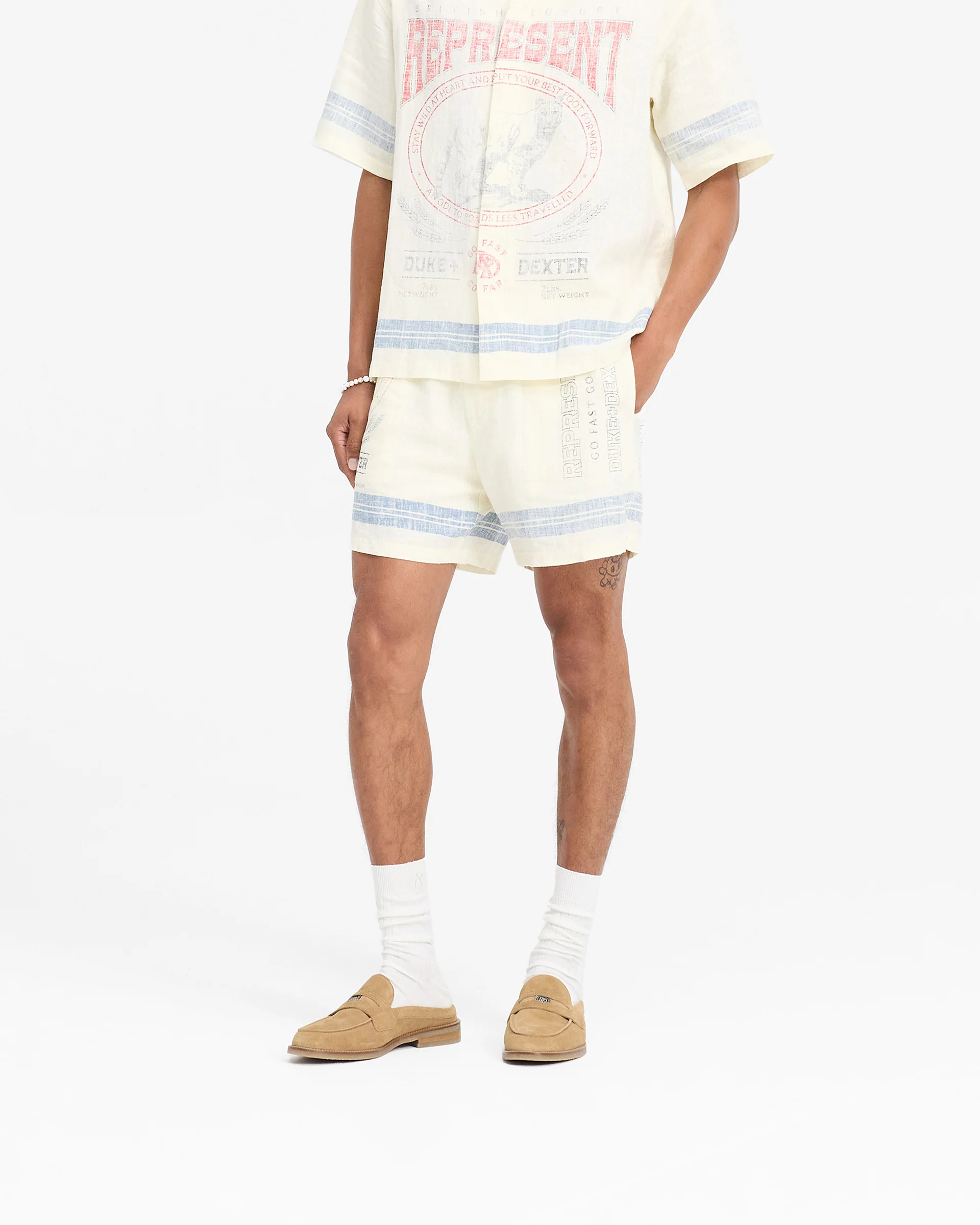 Represent X Duke + Dexter Mountain Lion Resort Short - Ecru - Image 4