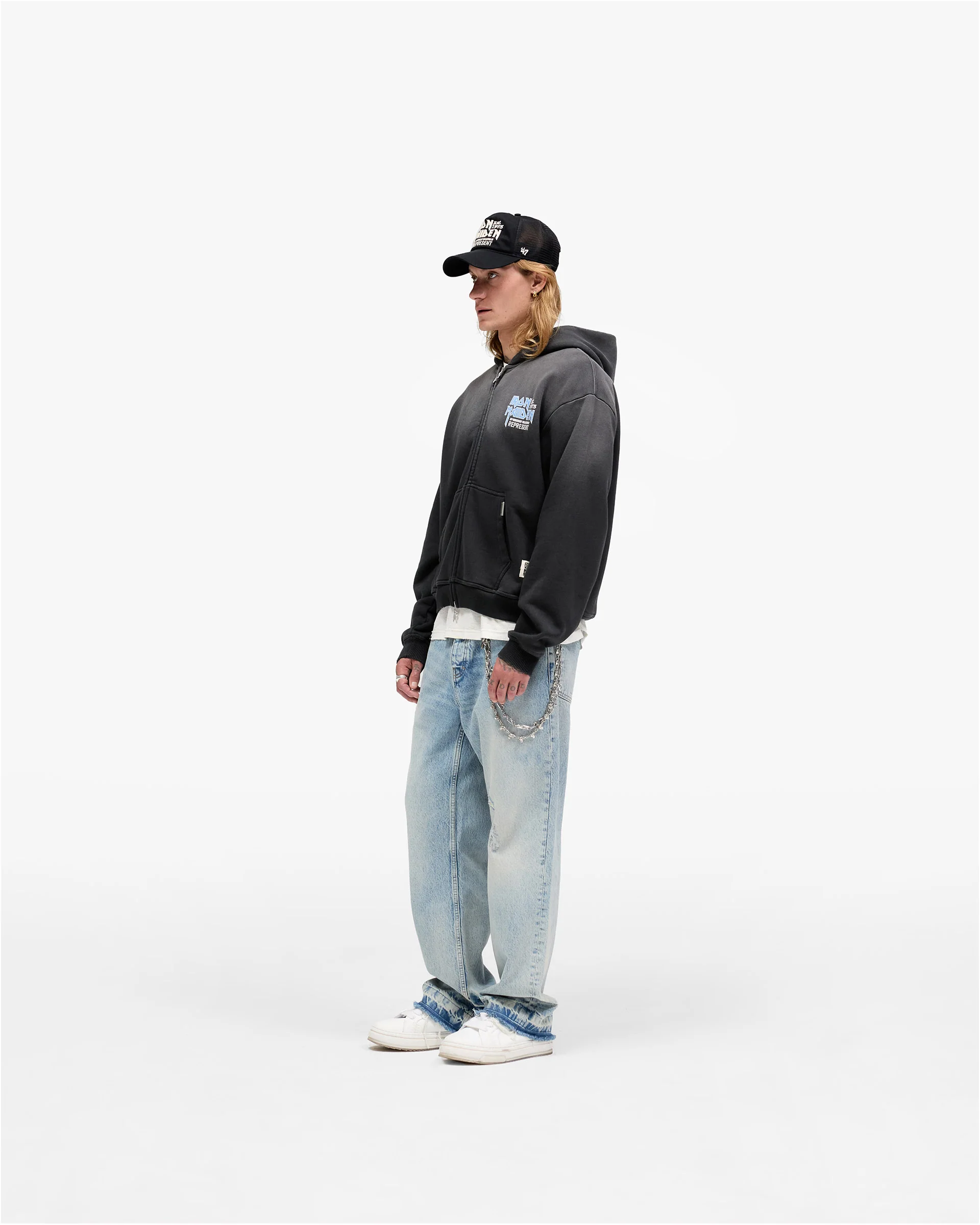 Represent X Iron Maiden Anniversary Zip Through Hoodie - Stained Black - Image 7