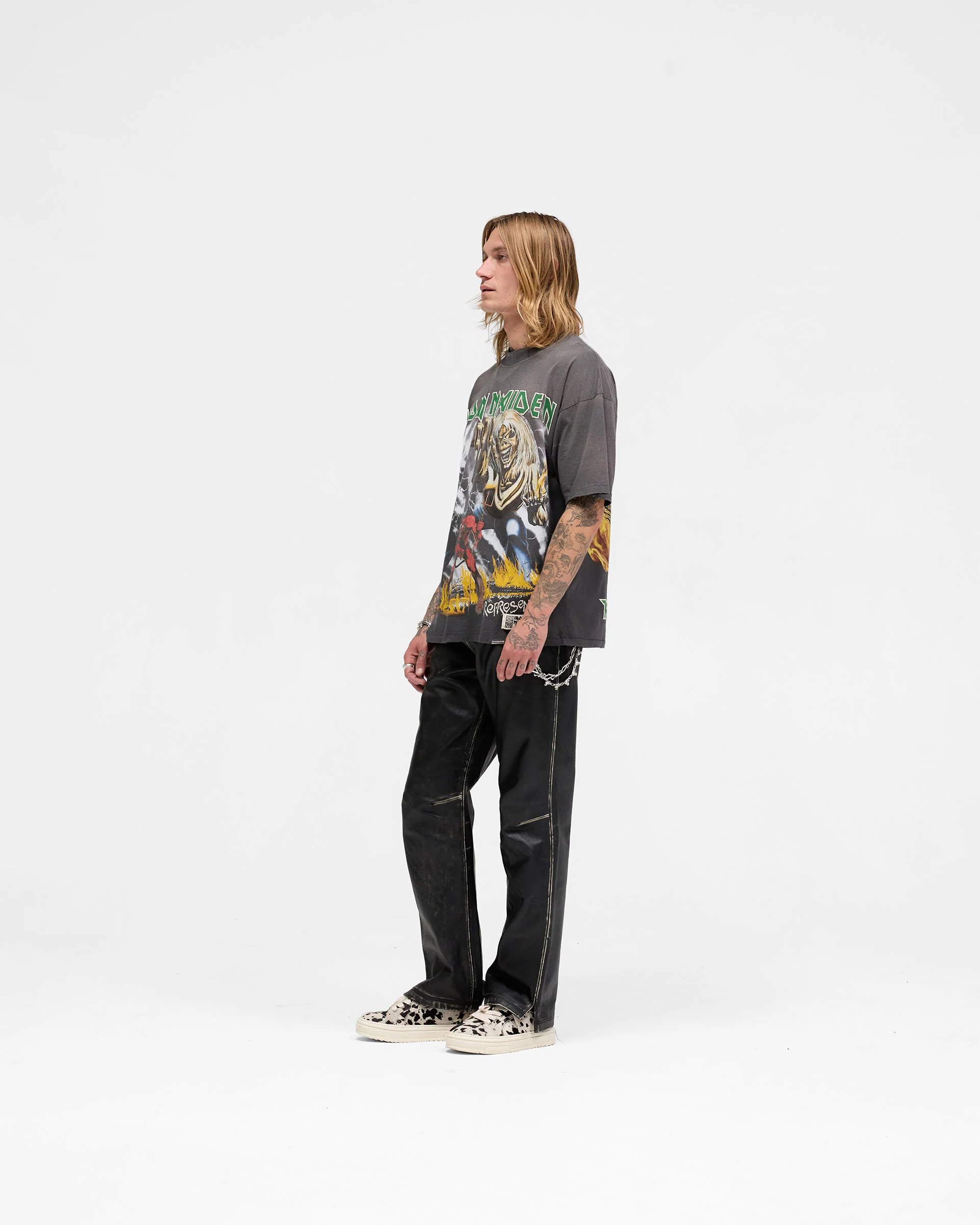 Represent X Iron Maiden Number Of Beast T-Shirt - Sunfade Grey - Image 9