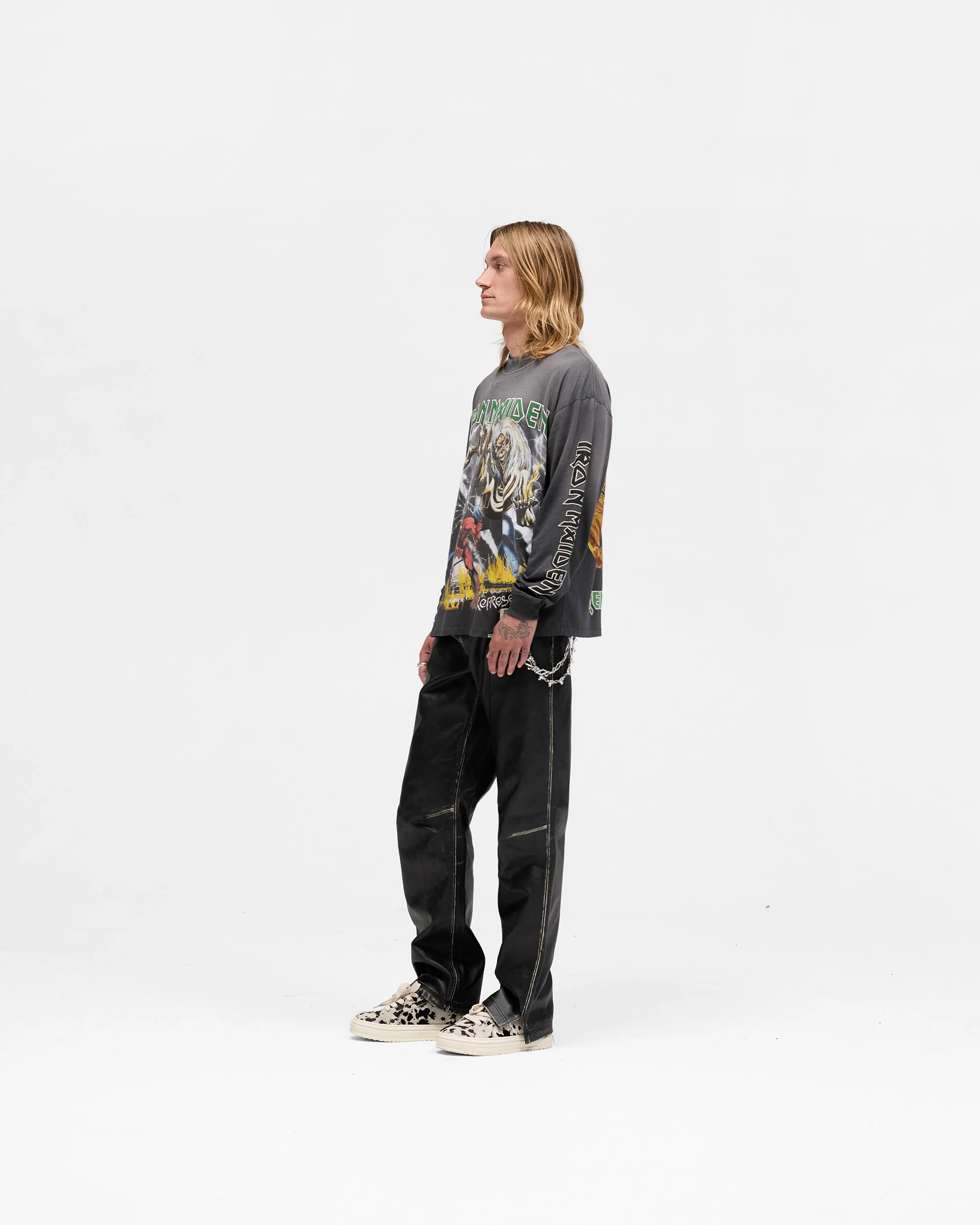 Represent X Iron Maiden Number Of The Beast Long Sleeve T-Shirt - Sunfade Grey - Image 6