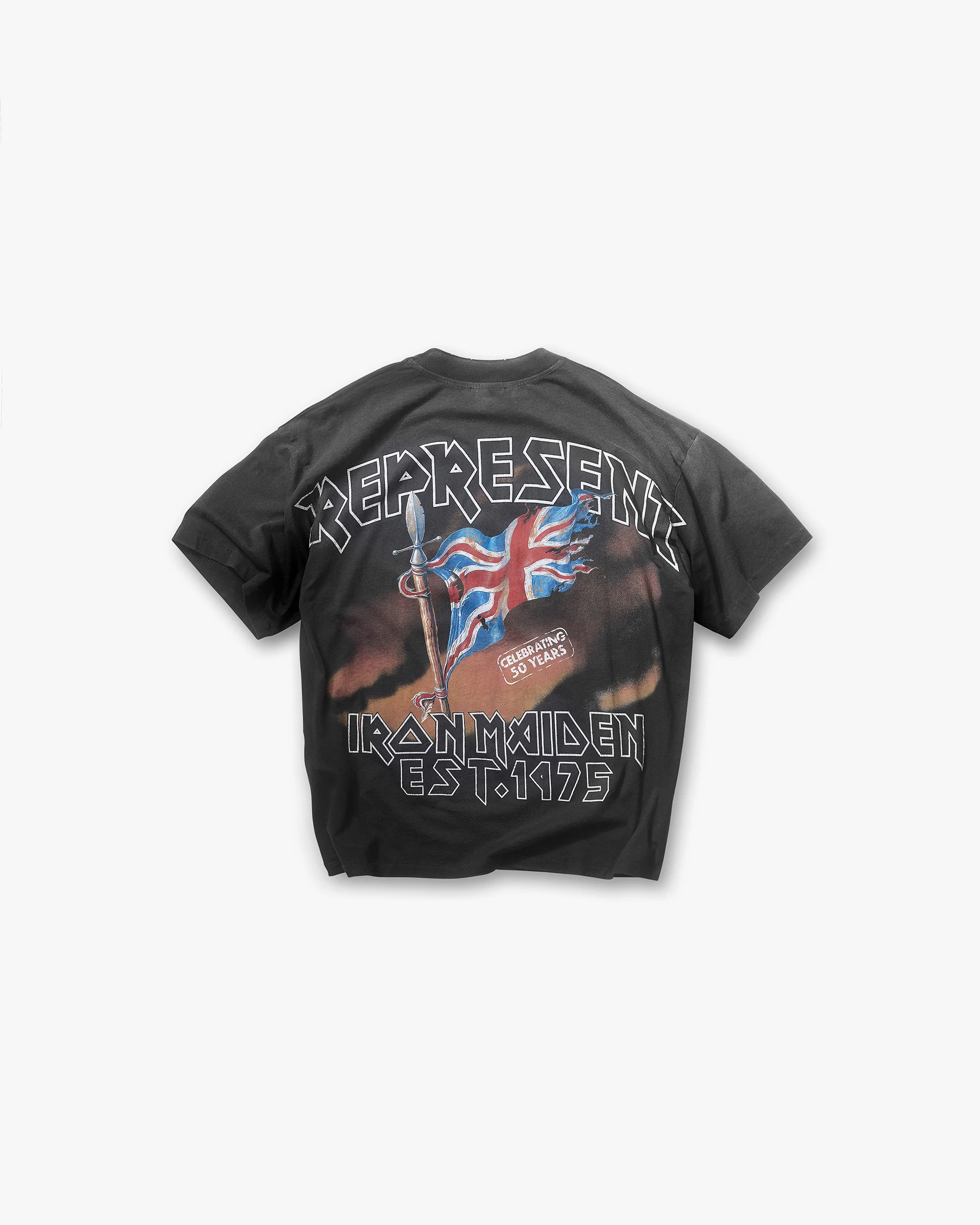 Represent X Iron Maiden Steed T-Shirt - Stained Black - Image 2