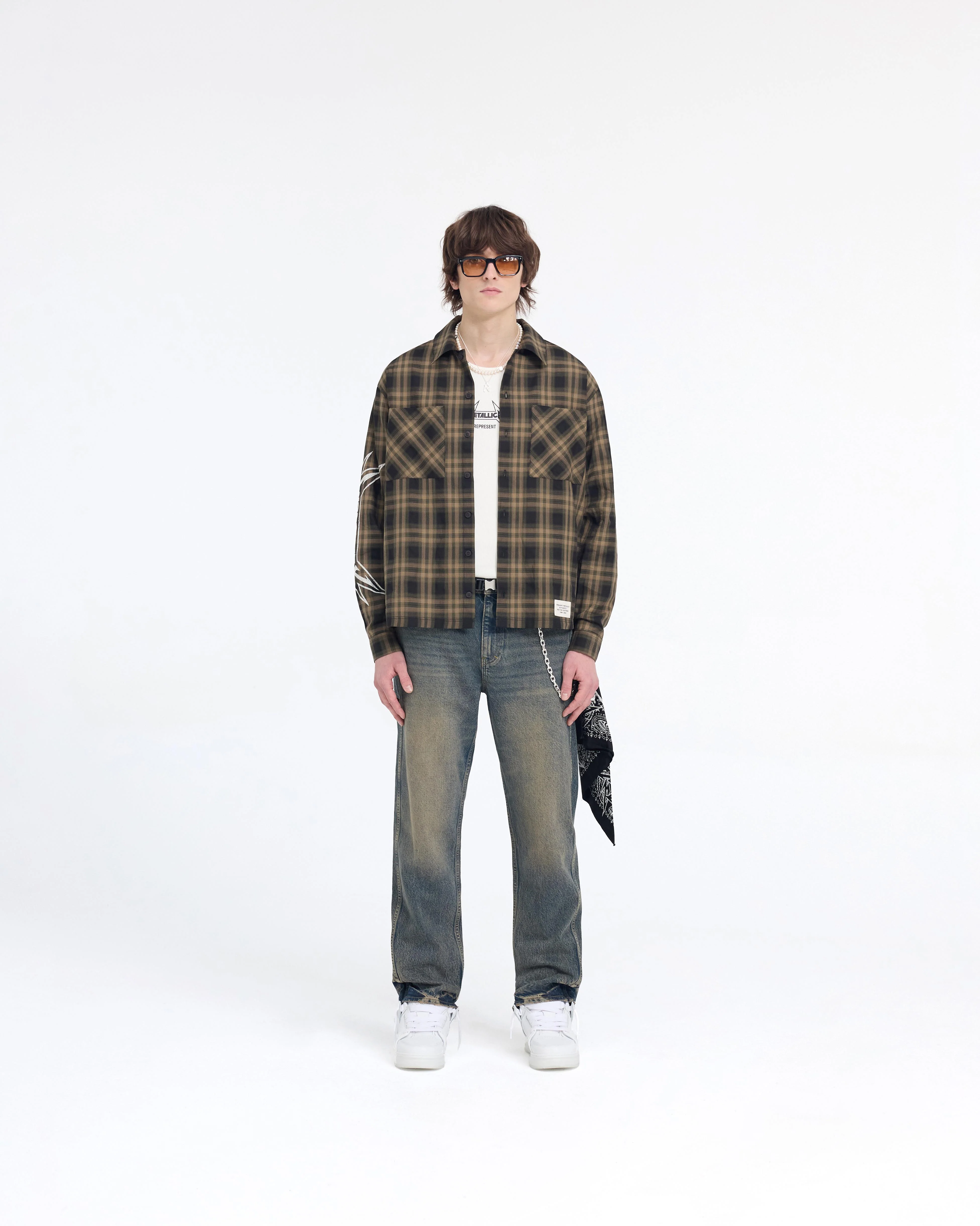 Represent X Metallica Flannel Shirt - Tobacco - Image 6