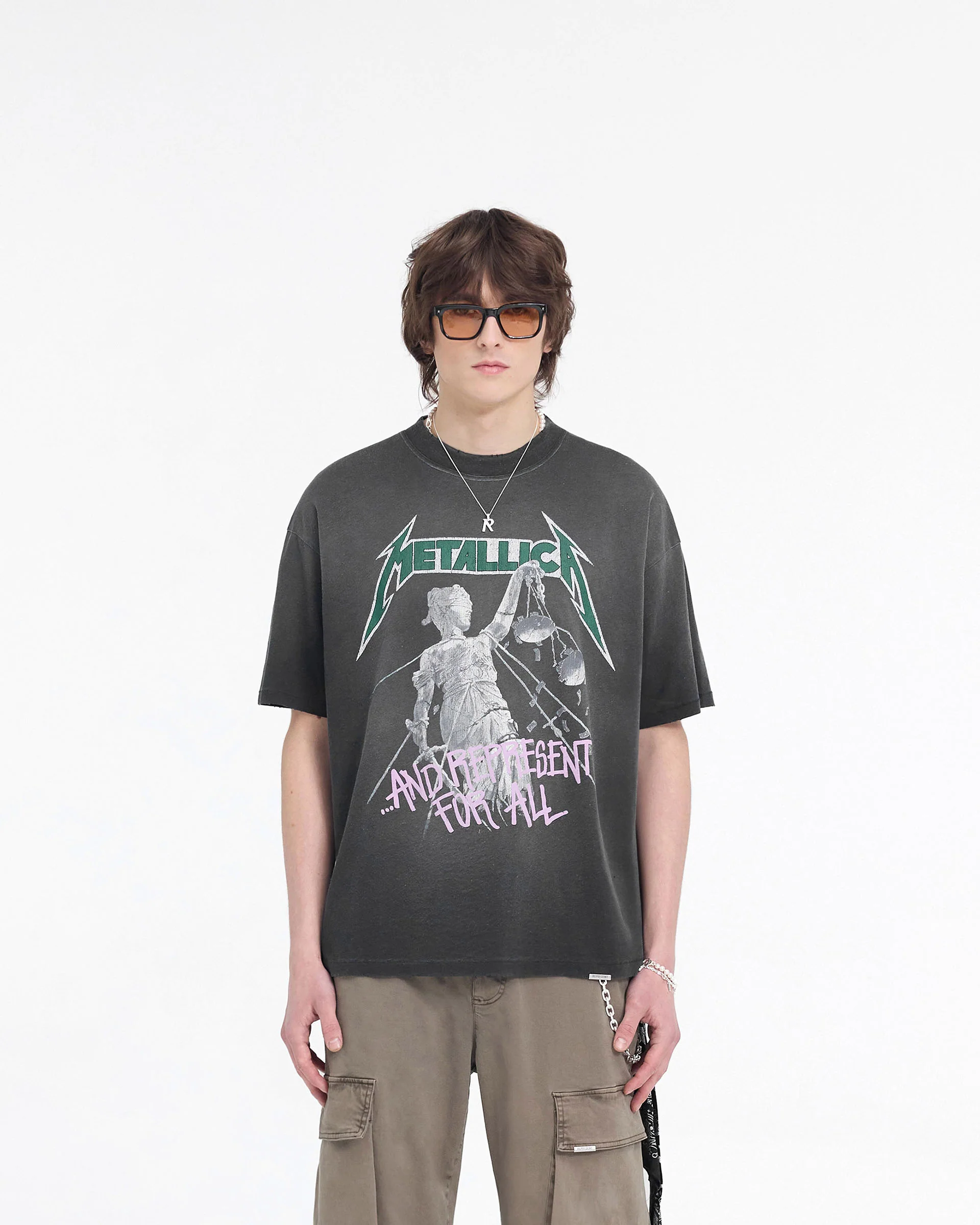 Represent X Metallica Justice T-Shirt - Stained Black - Image 3