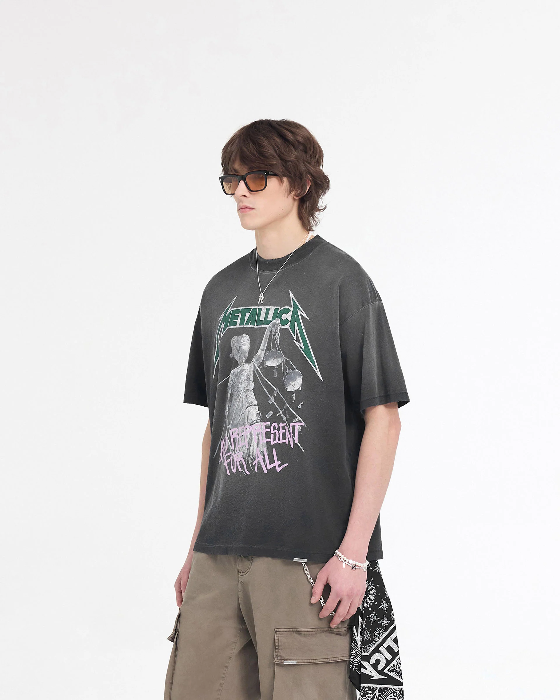 Represent X Metallica Justice T-Shirt - Stained Black - Image 4