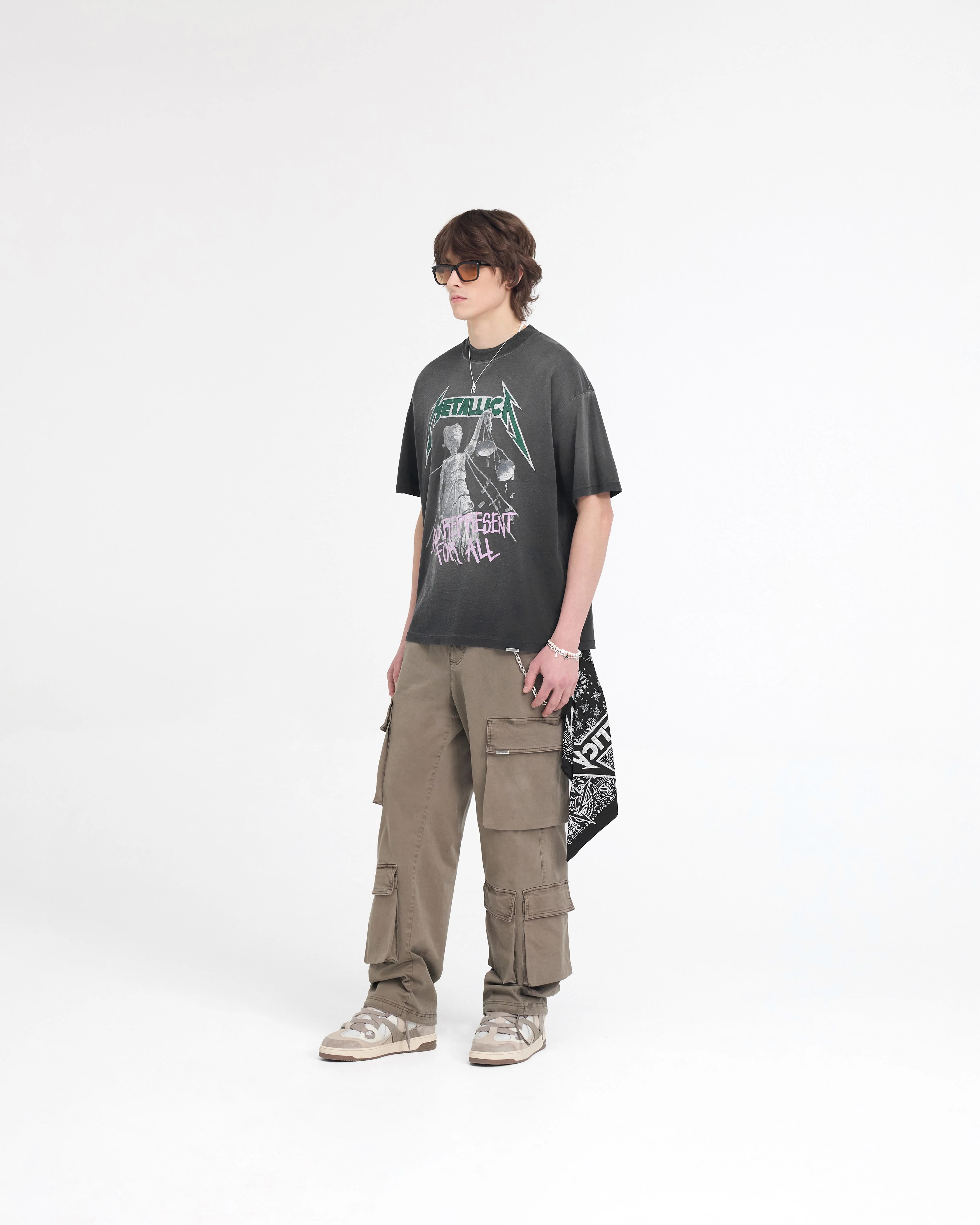 Represent X Metallica Justice T-Shirt - Stained Black - Image 7