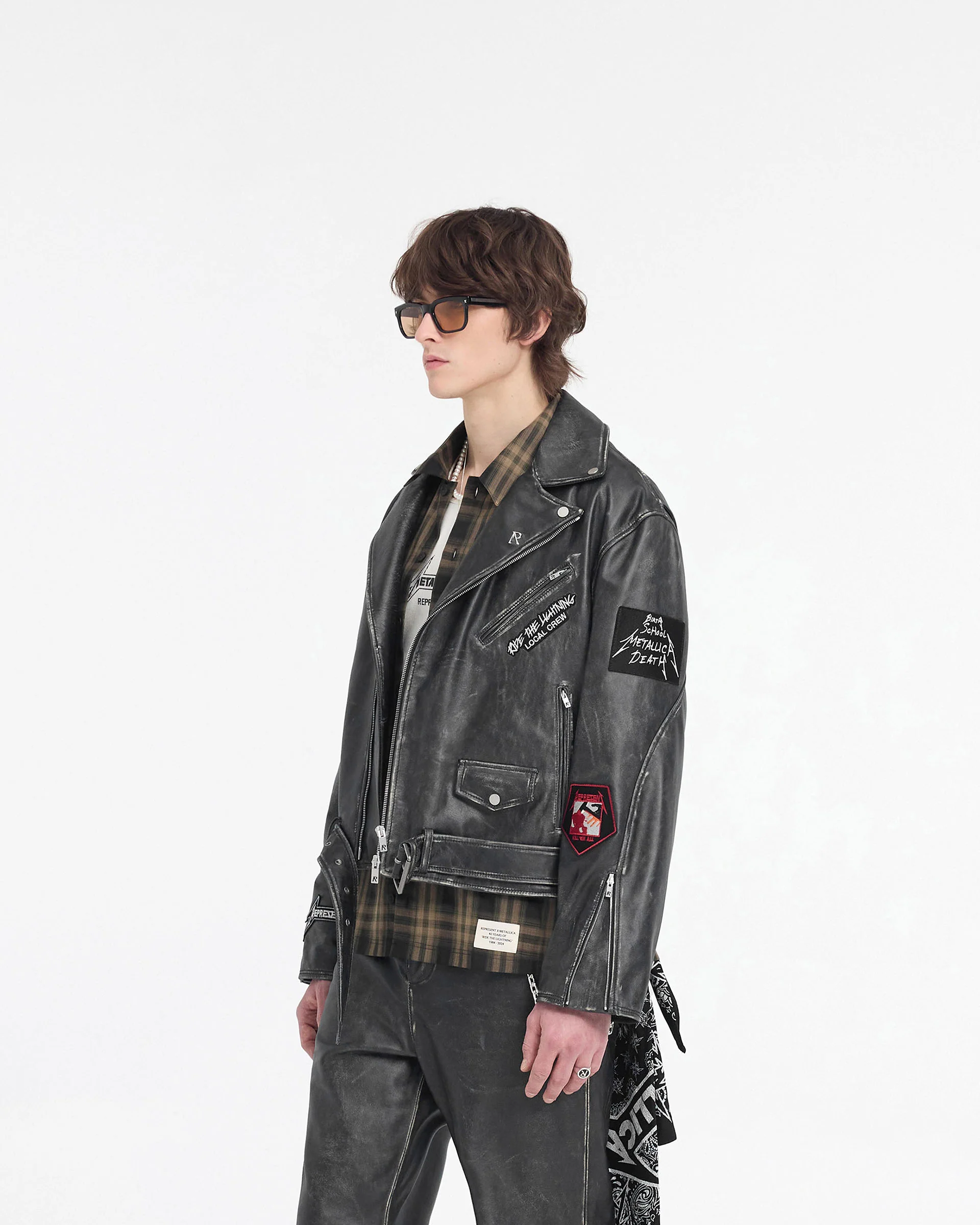 Represent X Metallica Leather Jacket - Black - Image 4