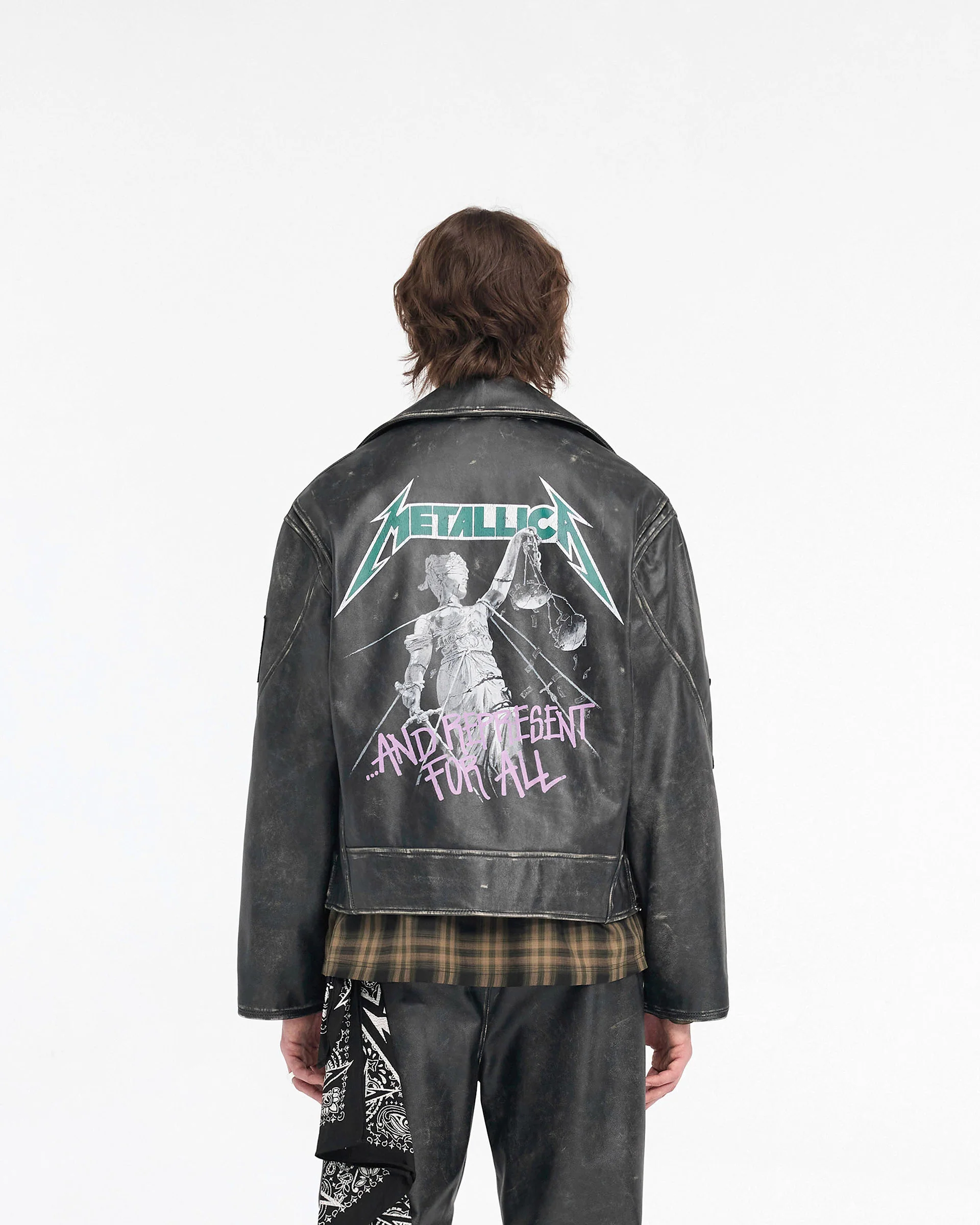 Represent X Metallica Leather Jacket - Black - Image 5
