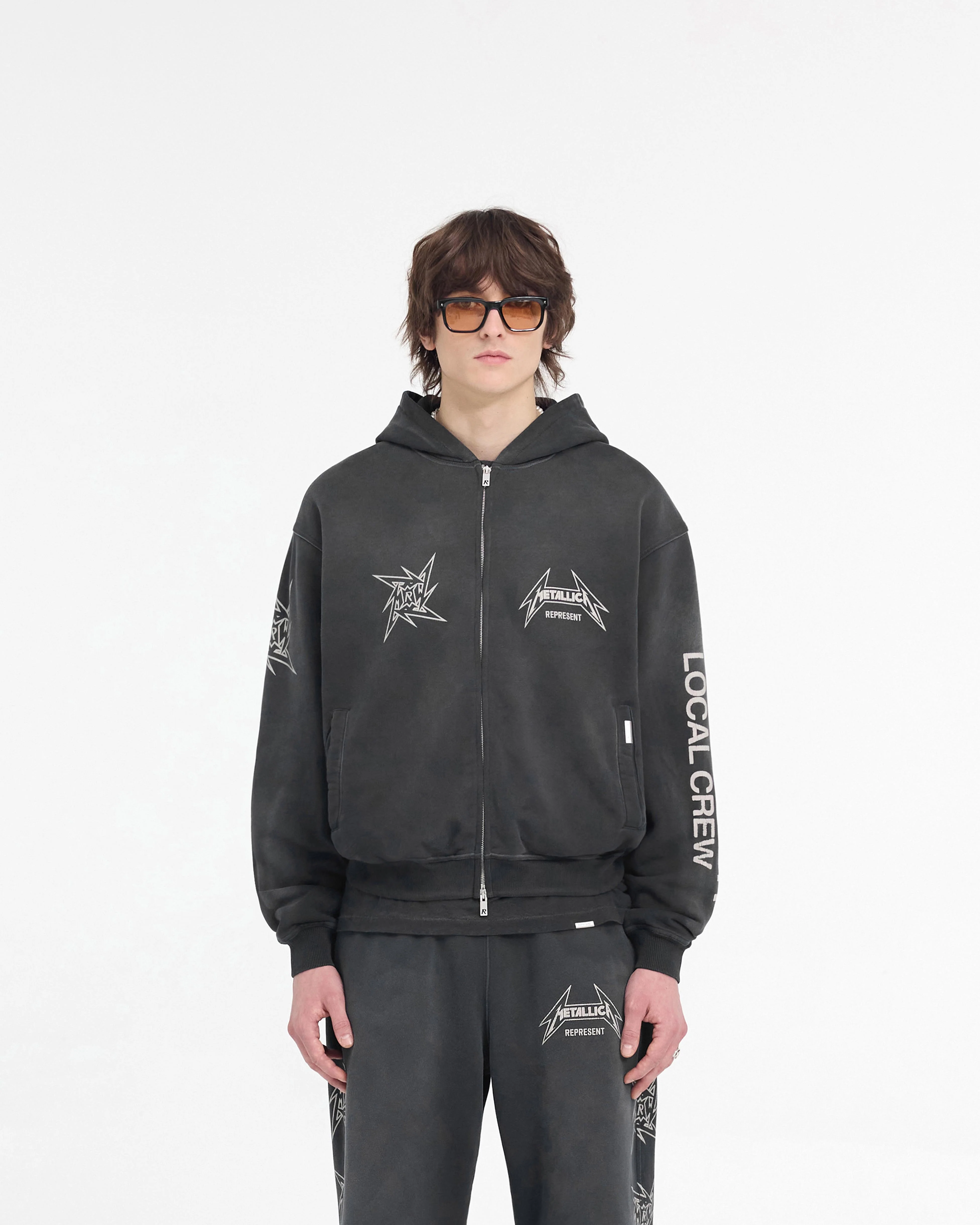 Represent X Metallica Local Crew Zip Hoodie - Stained Black - Image 3