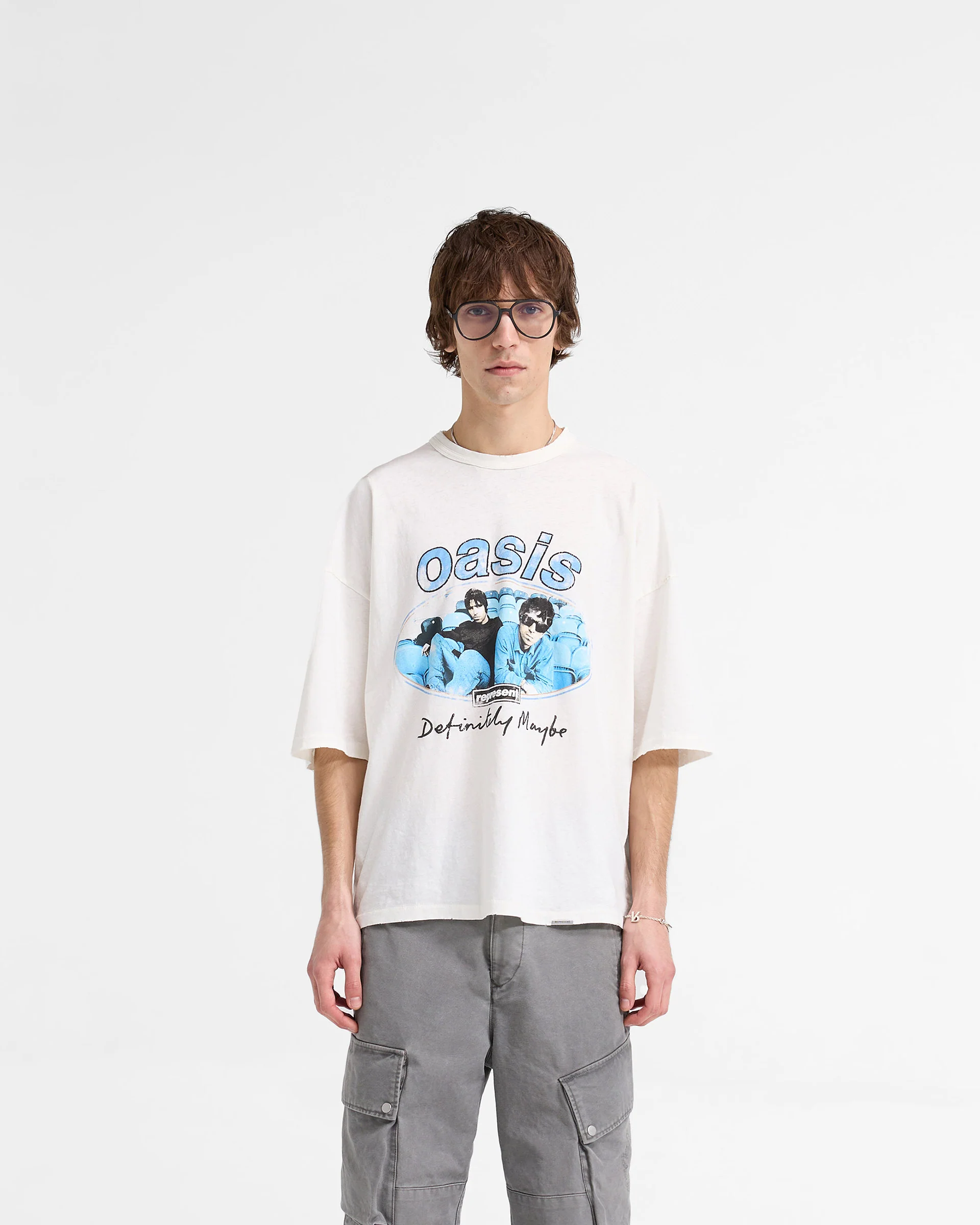 Represent X Oasis Maine Road T-Shirt - Flat White - Image 3