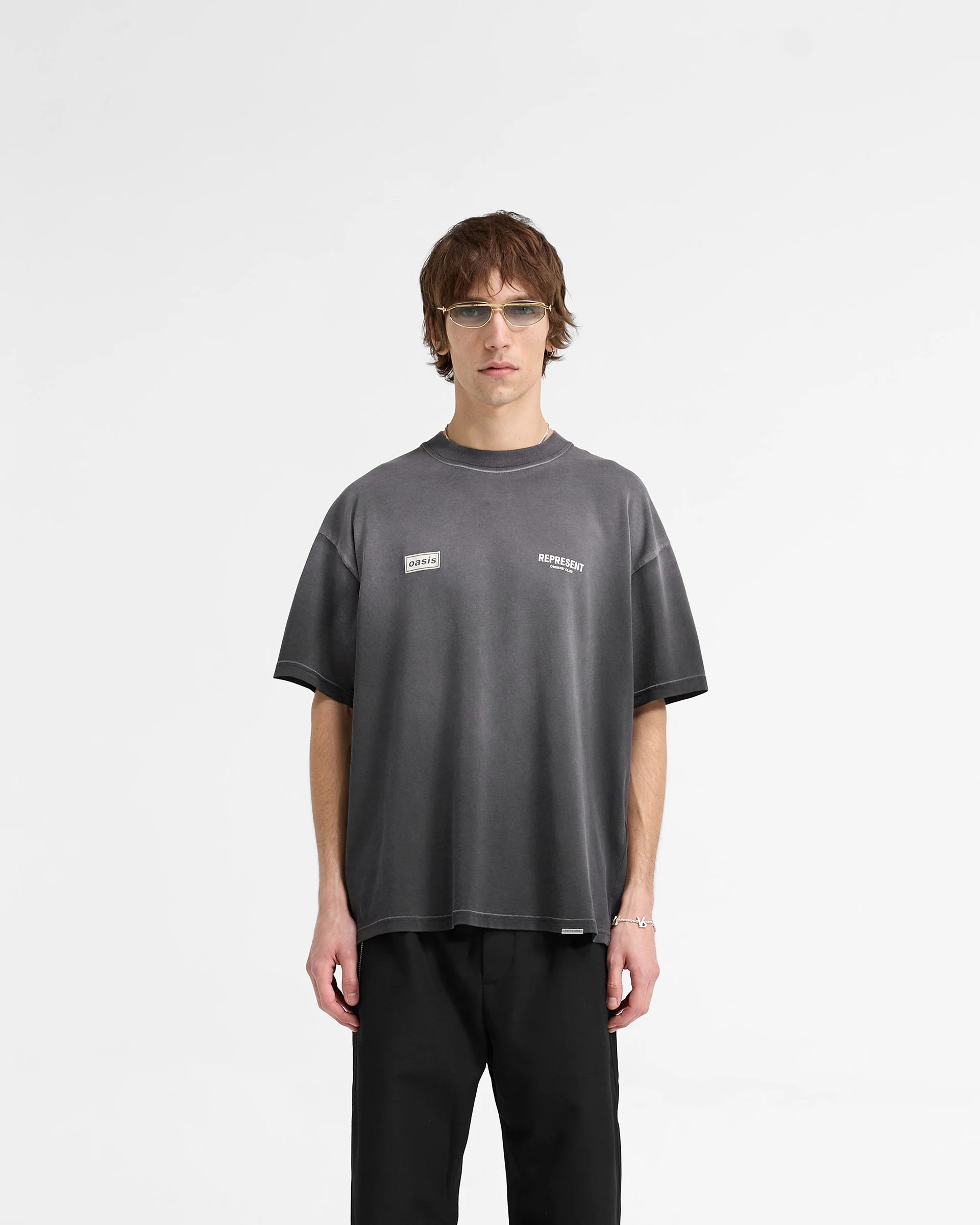 Represent X Oasis Owners Club T-Shirt - Stained Black - Image 3