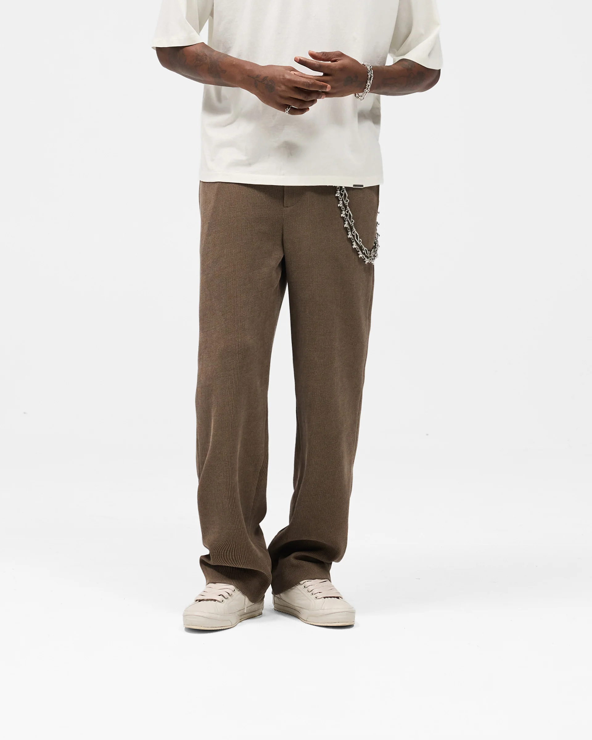 Ribbed Hybrid Pant - Clove - Image 3