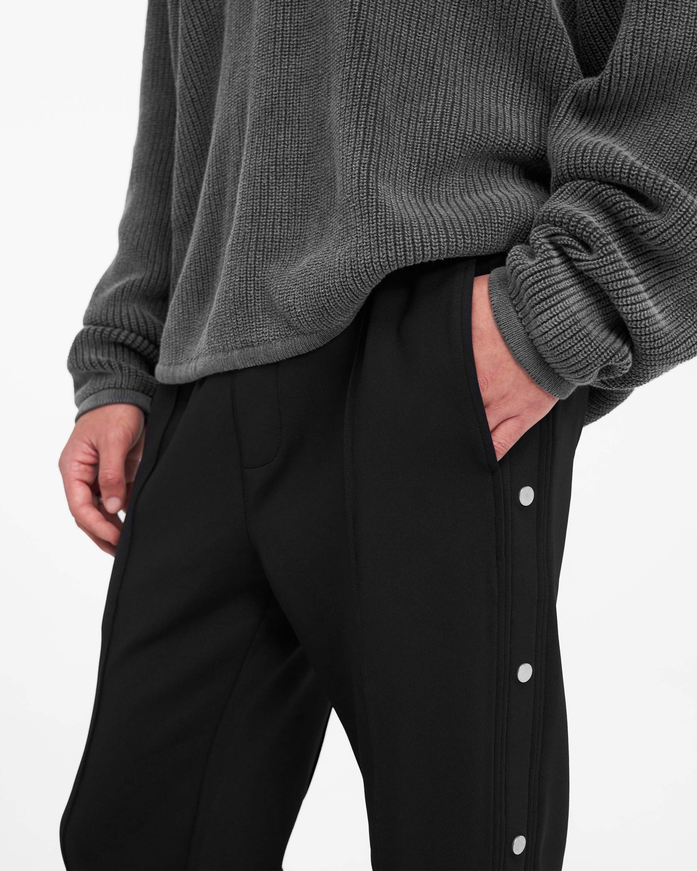 Ribbed Knit Oversized Polo - Washed Black - Image 7