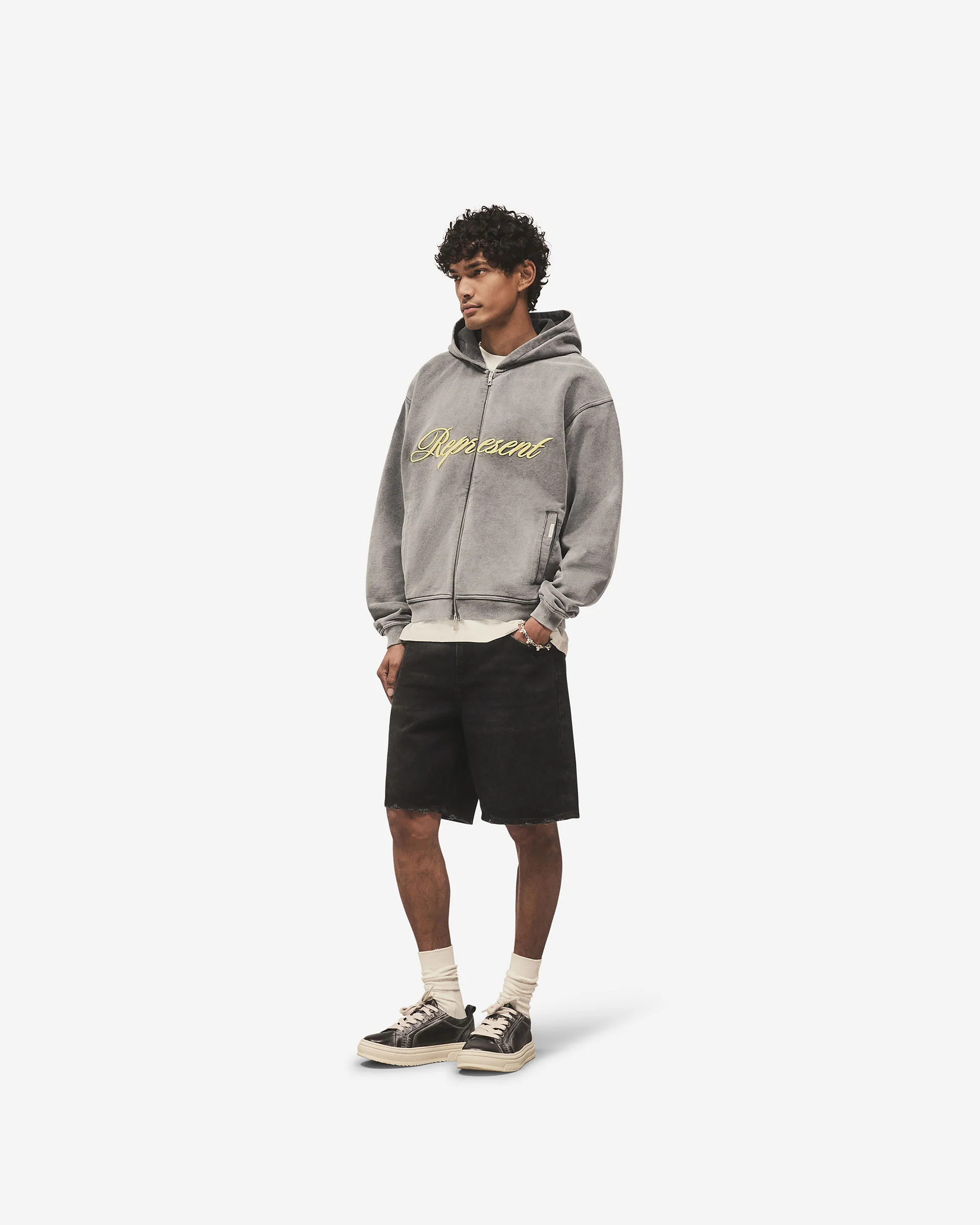 Script Logo Zip Hoodie - Vintage Grey - Image 9
