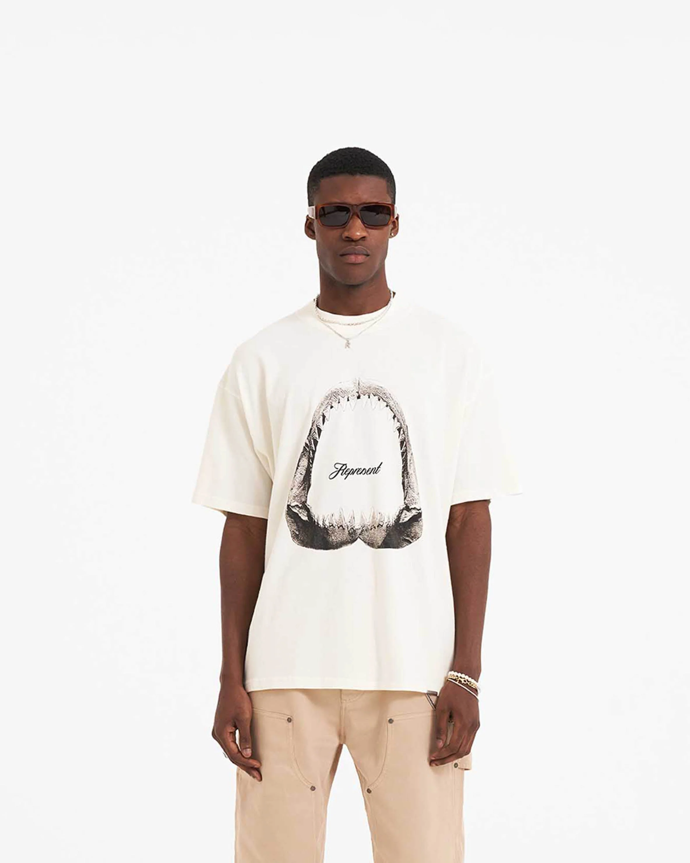 Shark Jaws T-Shirt - Flat White - Image 2