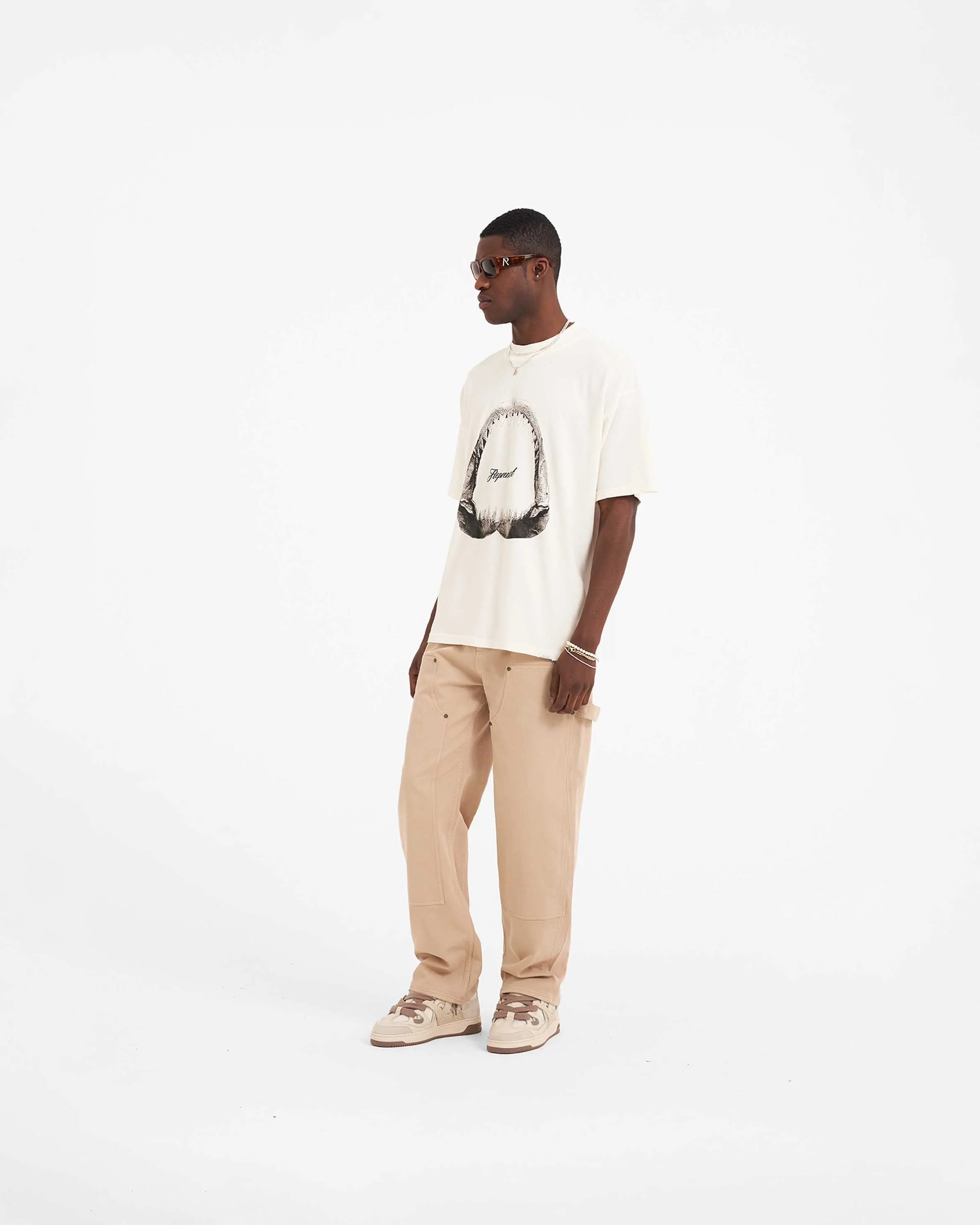 Shark Jaws T-Shirt - Flat White - Image 4