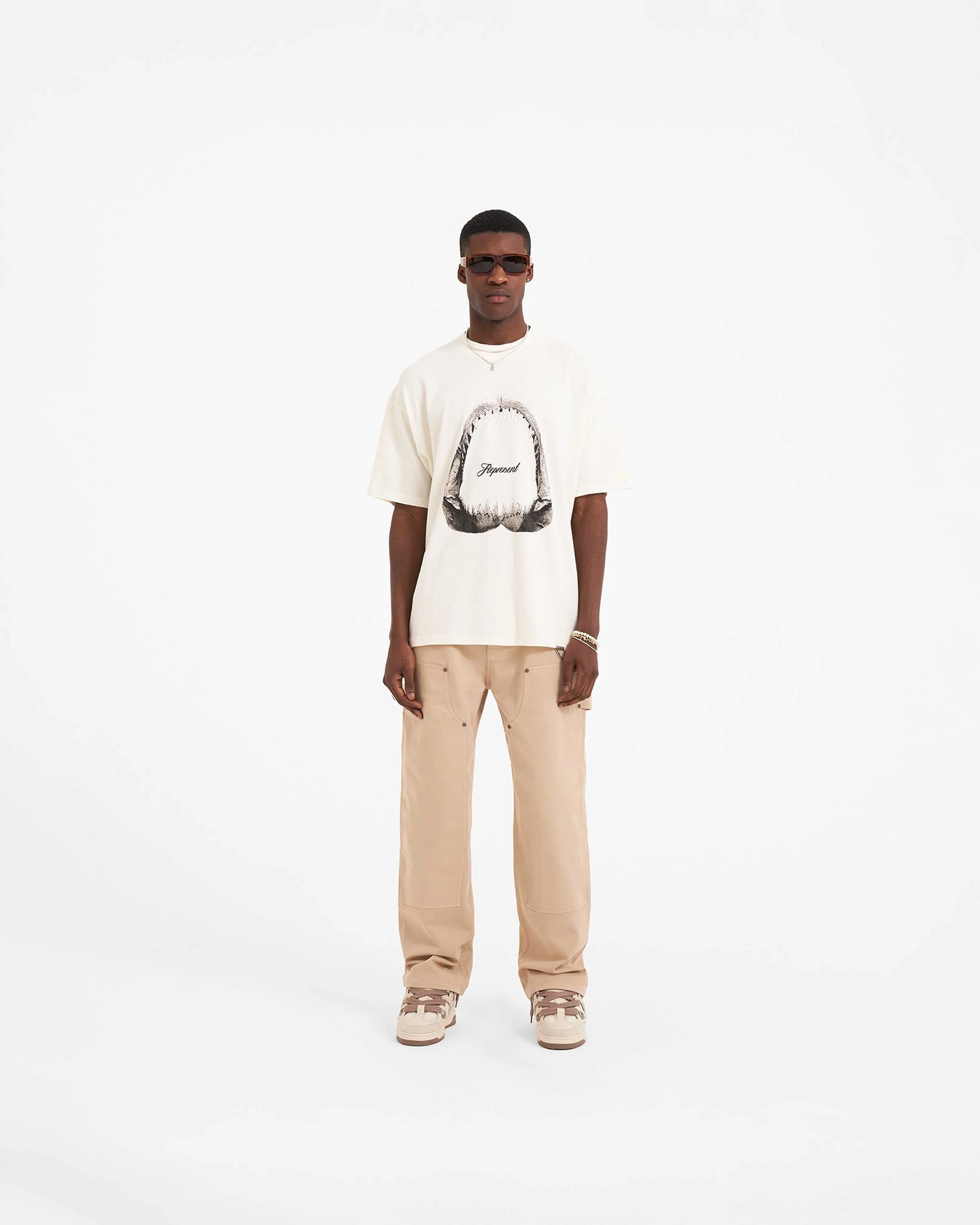 Shark Jaws T-Shirt - Flat White - Image 5