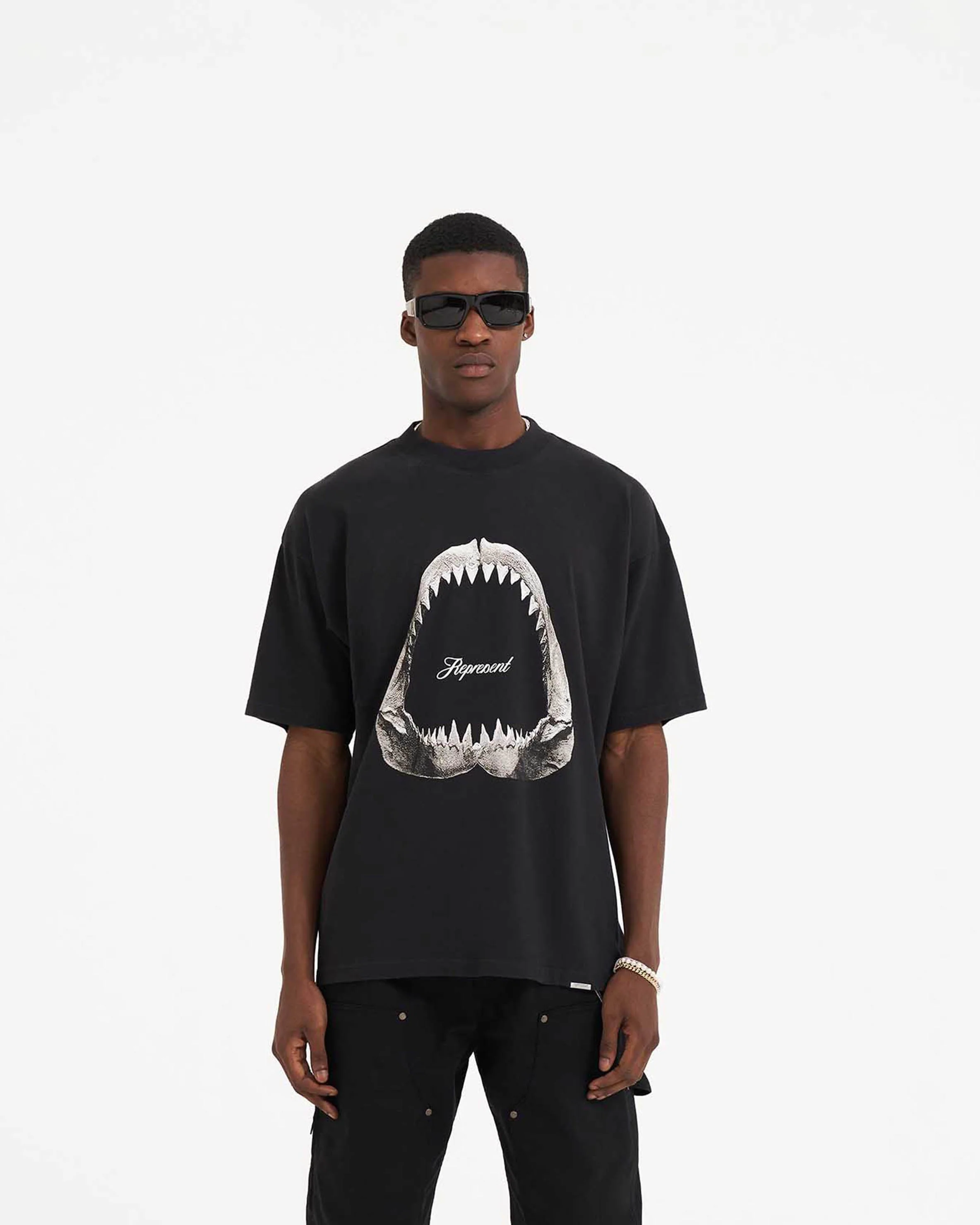 Shark Jaws T-Shirt - Off Black - Image 3