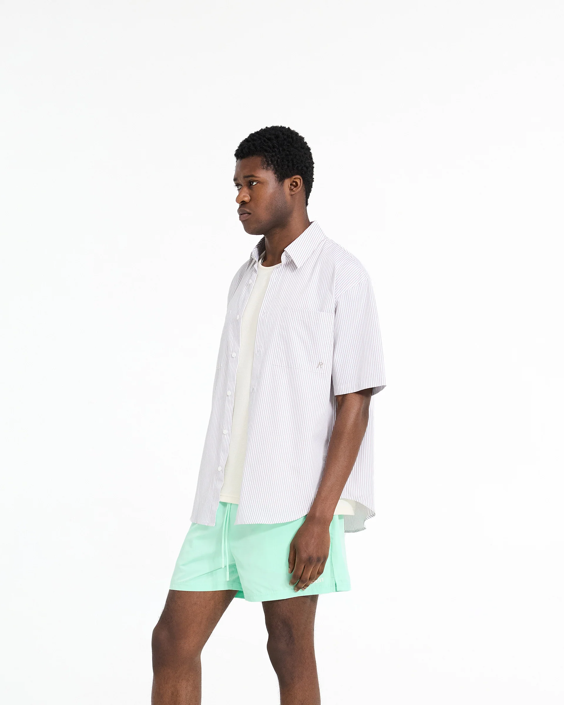 Short Sleeve Pinstripe Shirt - Grey - Image 2